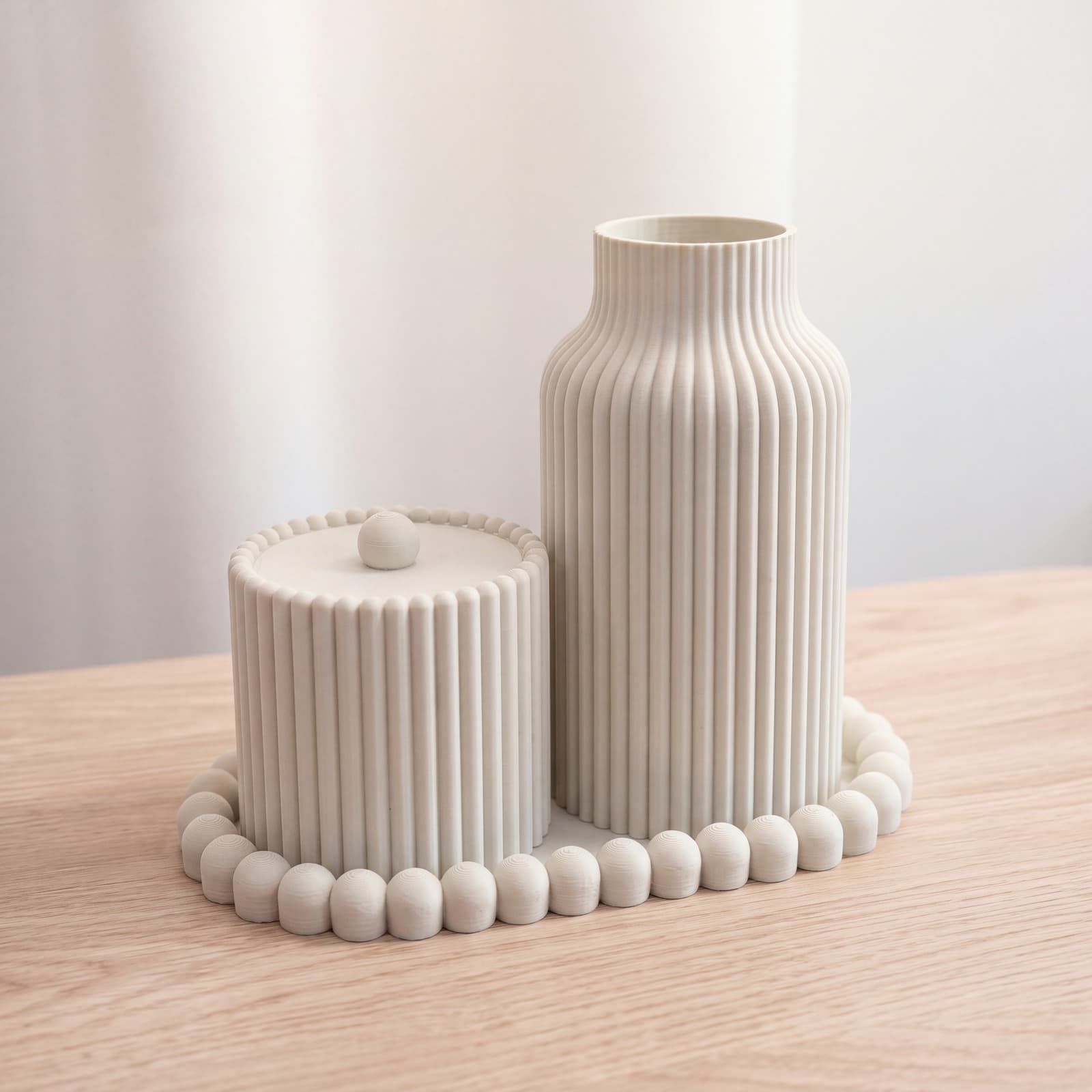 Cura – 4-teiliges Vanity-Set aus Vase, Dose und Tablett aus dem 3D-Druck
