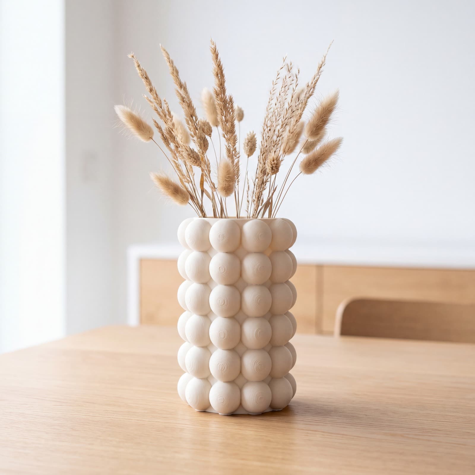 Perla – Deko-Vase mit Blasenstruktur für Trockenblumen aus dem 3D-Druck