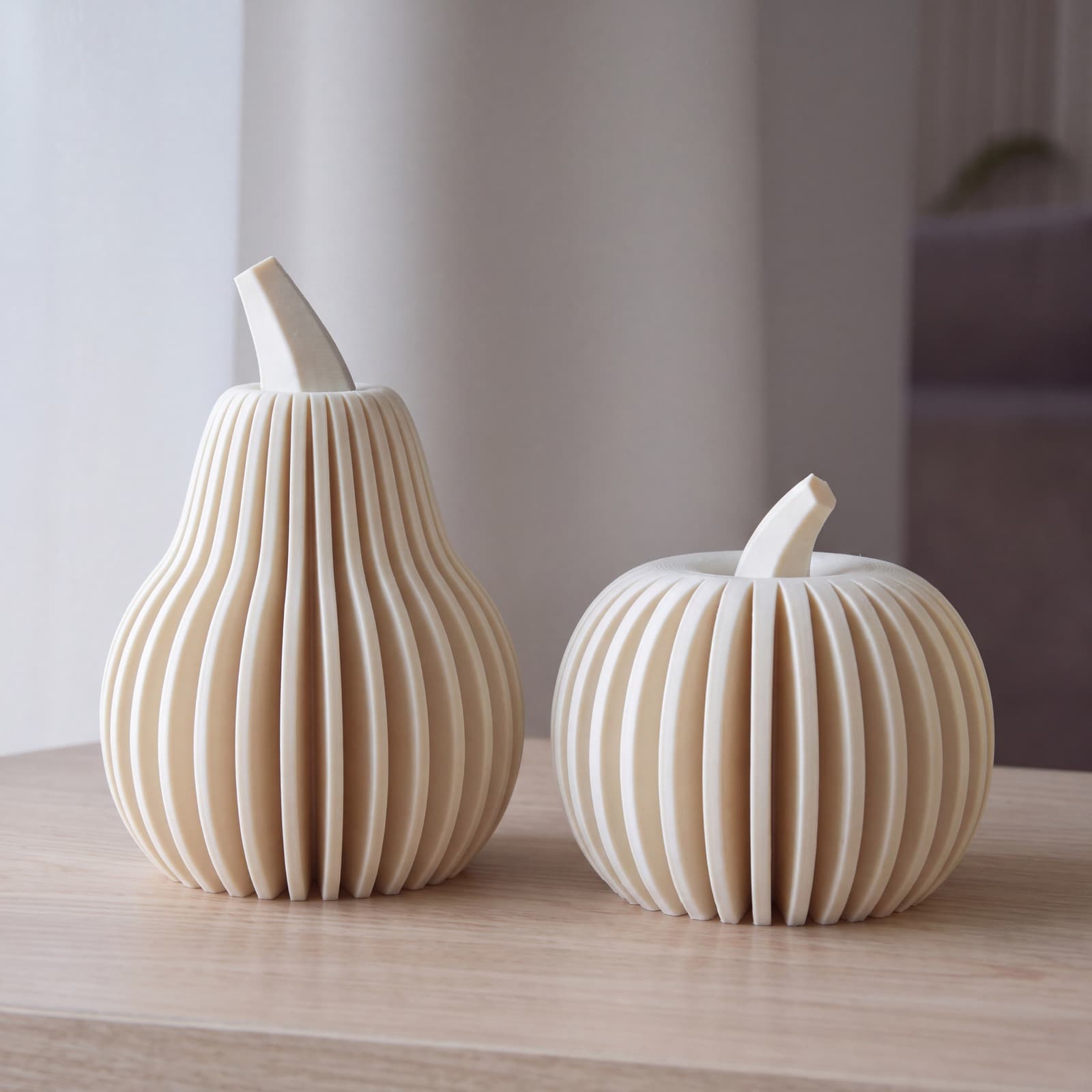 Zucca – Set aus zwei Deko-Kürbissen (rund und schlank) aus dem 3D-Druck