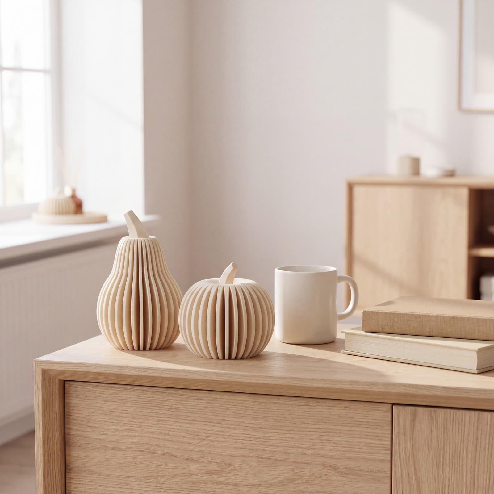 Zucca – Set aus zwei Deko-Kürbissen (rund und schlank) aus dem 3D-Druck 2