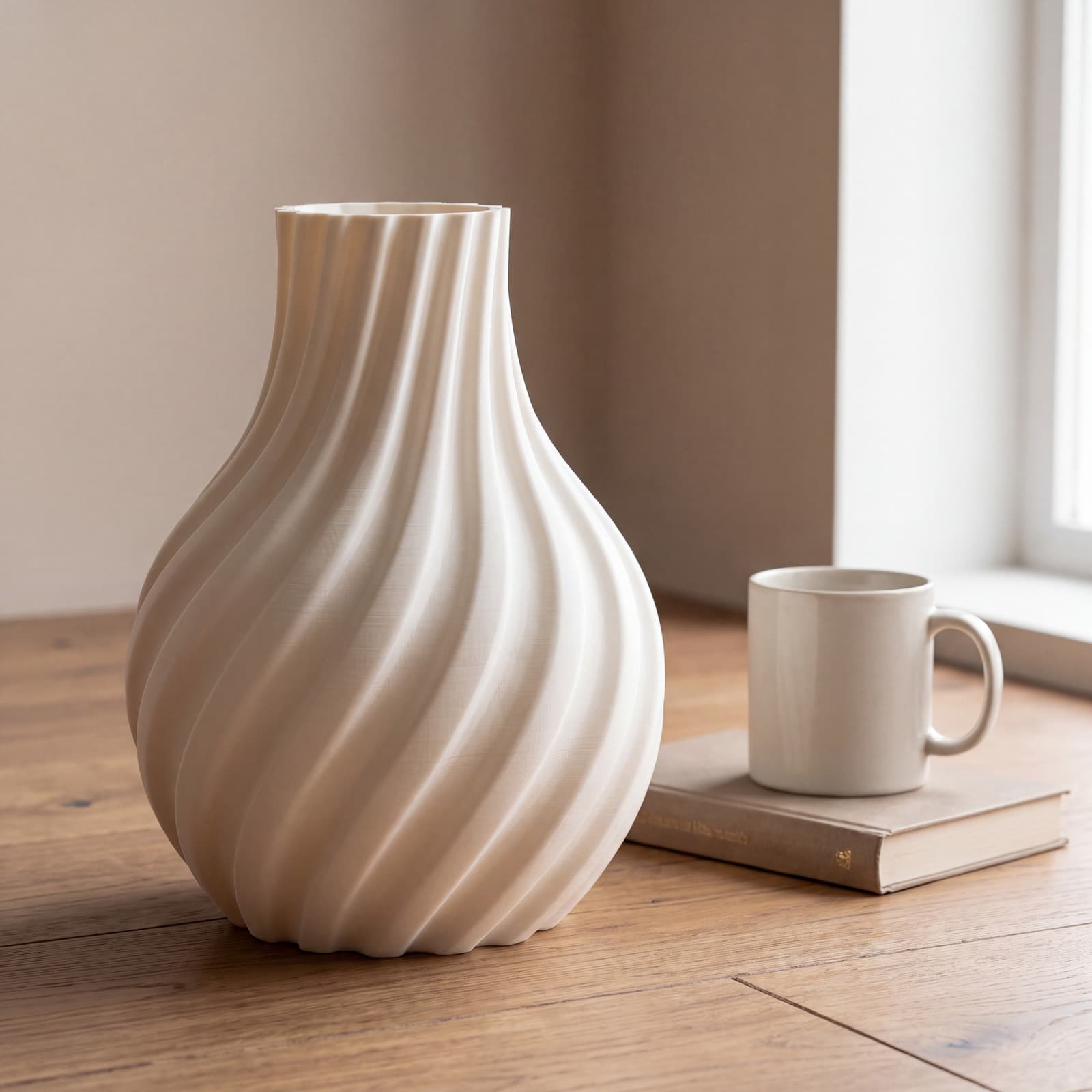Vortice – große Vase mit gedrehten Rippen aus dem 3D-Druck 2