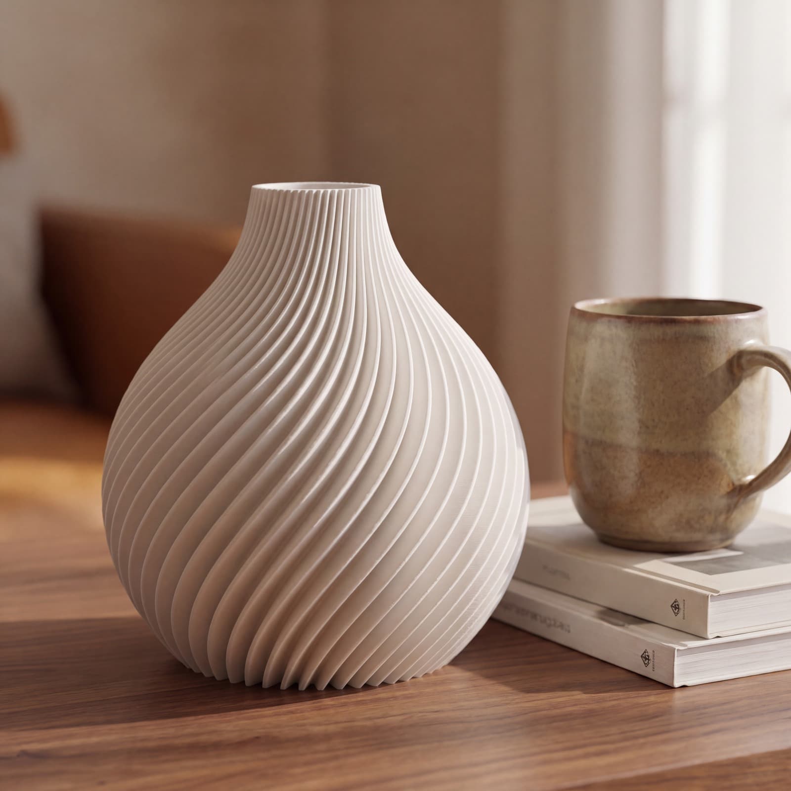 Aurora – bauchige Vase mit gedrehten Rippen aus dem 3D-Druck 2