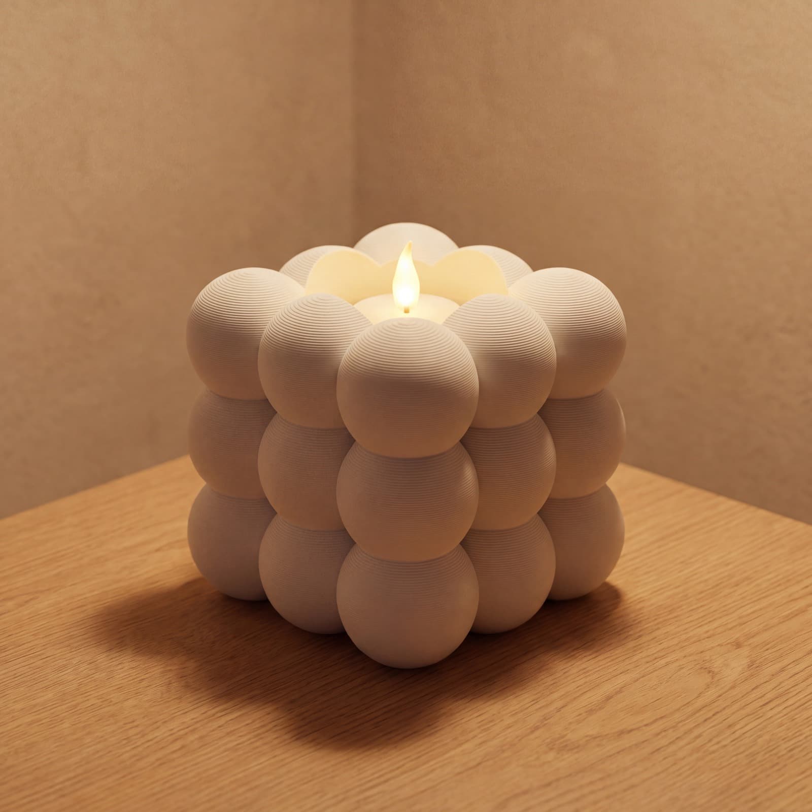 Cubo – Teelichthalter in Kugelwürfel-Form aus dem 3D-Druck