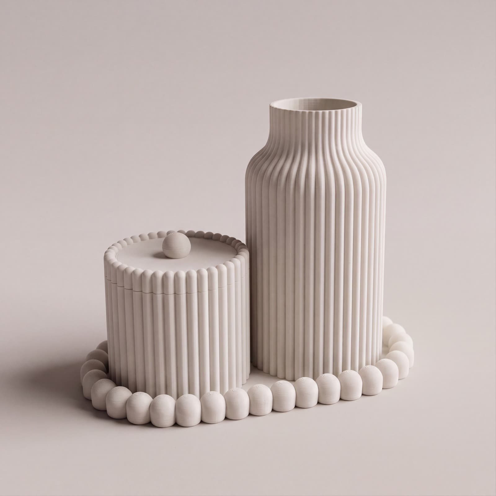 Cura – 4-teiliges Vanity-Set aus Vase, Dose und Tablett aus dem 3D-Druck