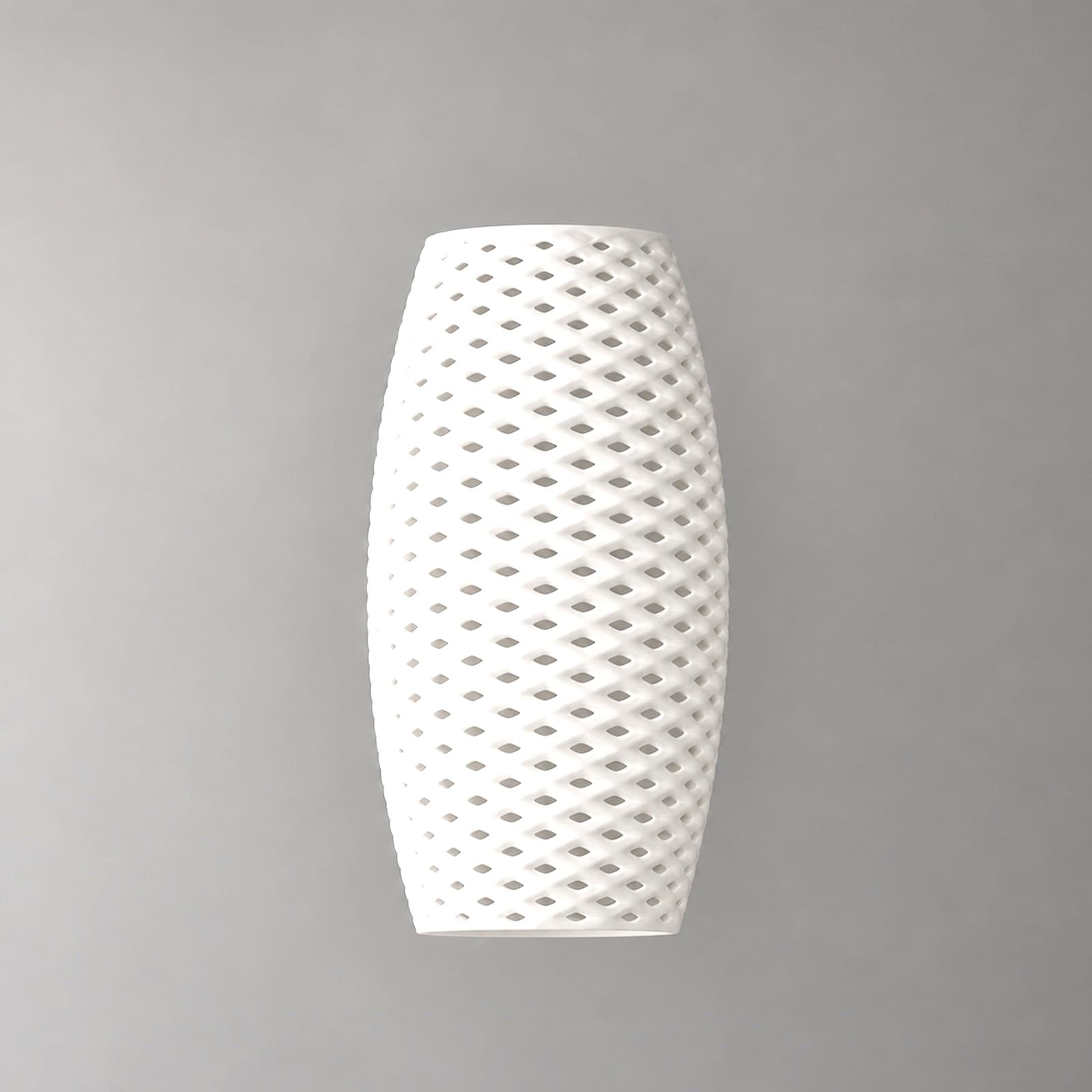 Brocca – Pendelleuchten-Schirm mit durchbrochenem Rautennetz aus dem 3D-Druck