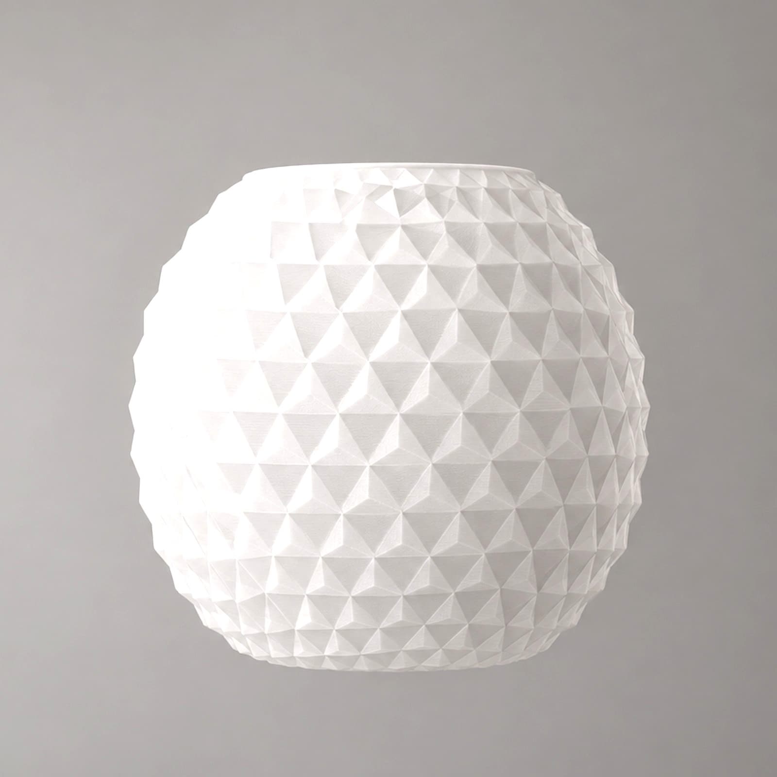 Cresta – kugelförmiger Pendelleuchten-Schirm mit Rautenrelief aus dem 3D-Druck