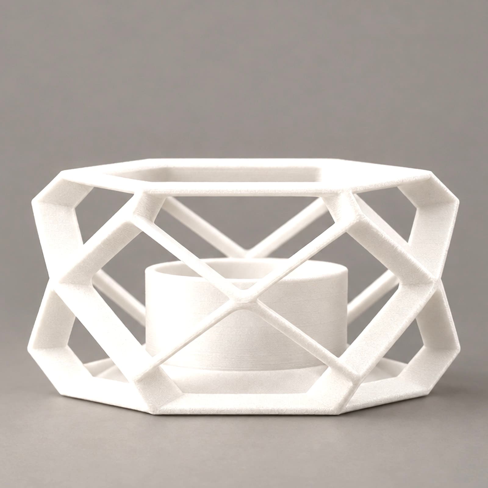 Lumino – Teelichthalter mit offenem Streben-Käfig aus dem 3D-Druck
