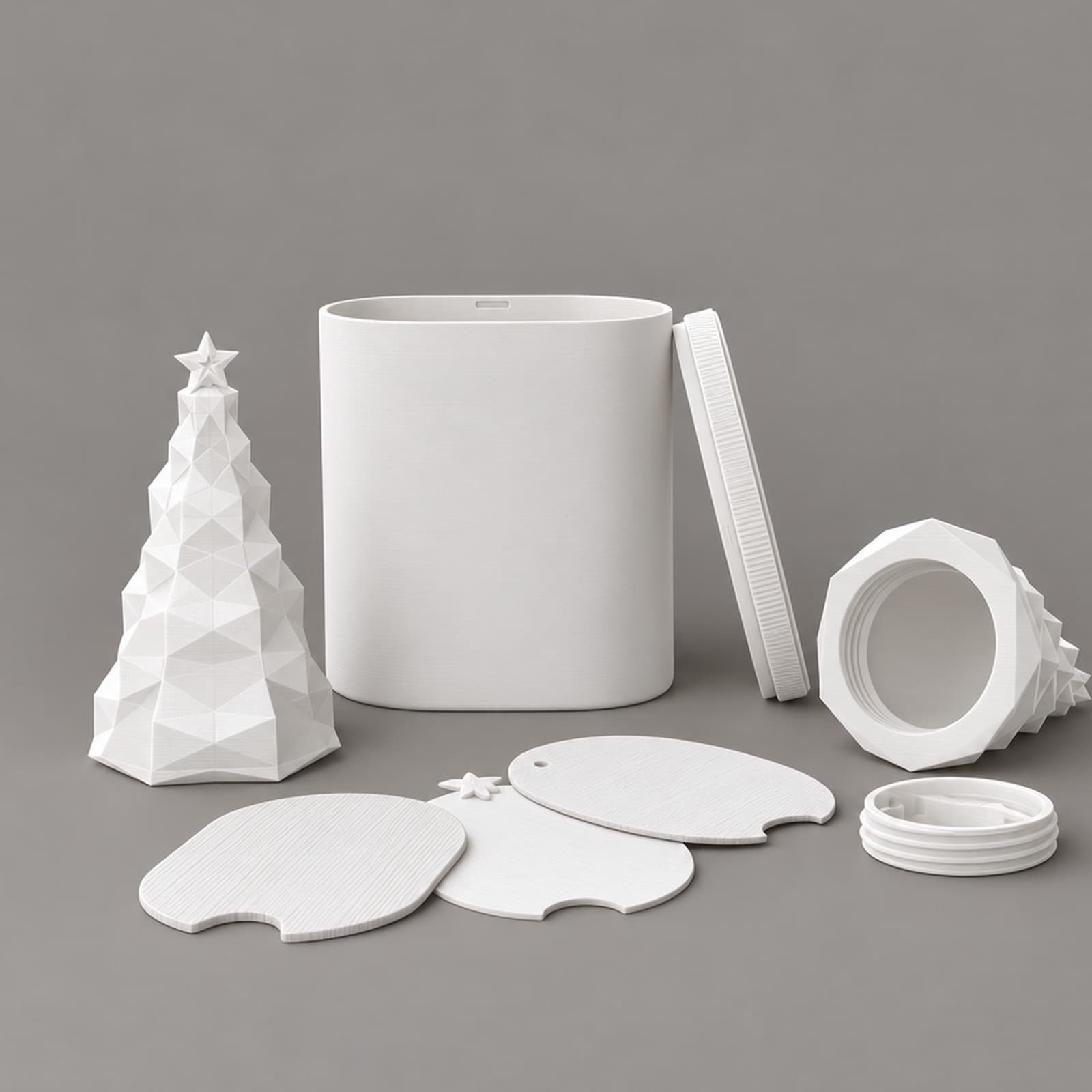 Festa – Set aus Tannenbaum, Dose und Anhängern aus dem 3D-Druck