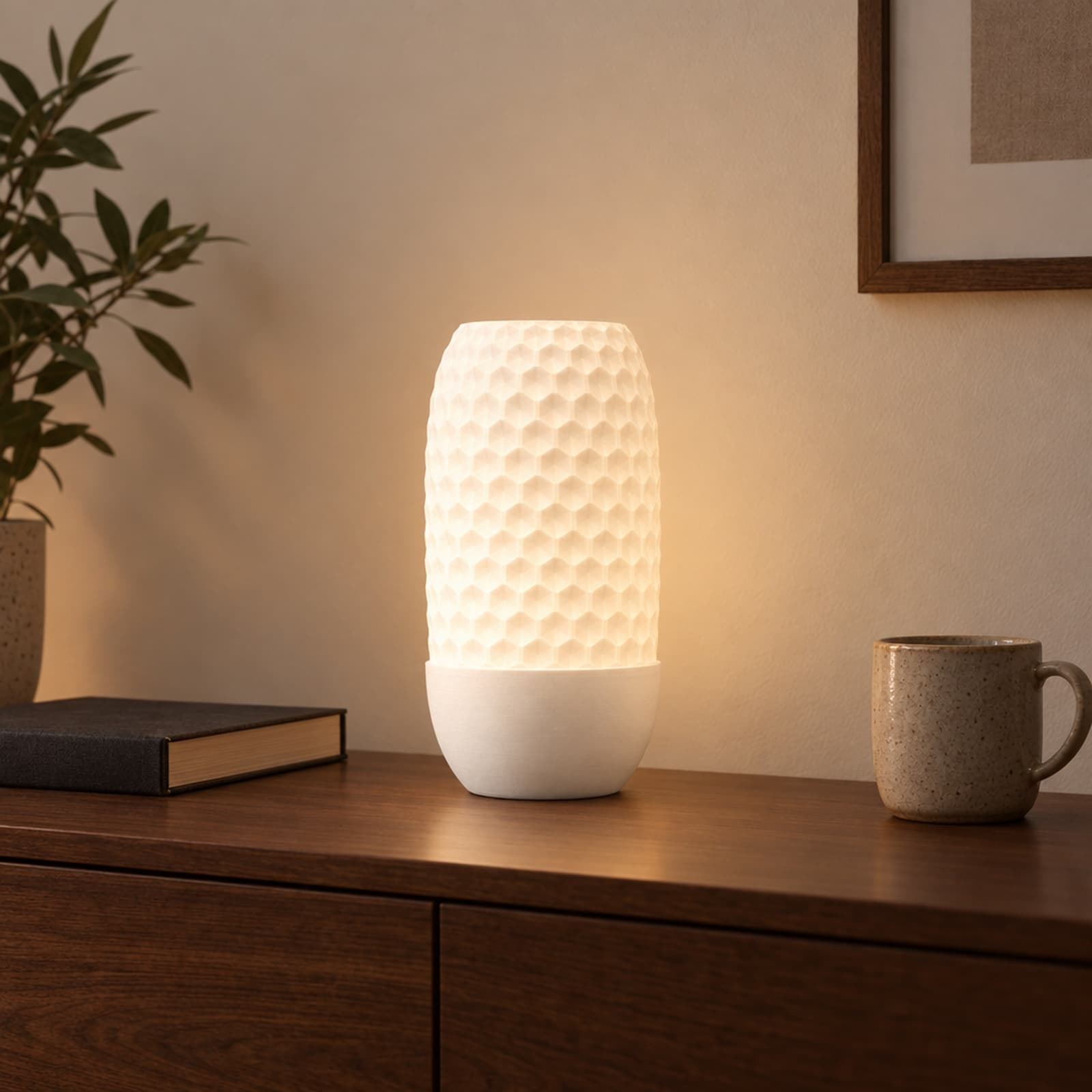 Favo – Tischleuchten-Schirm mit Wabenmuster aus dem 3D-Druck 2