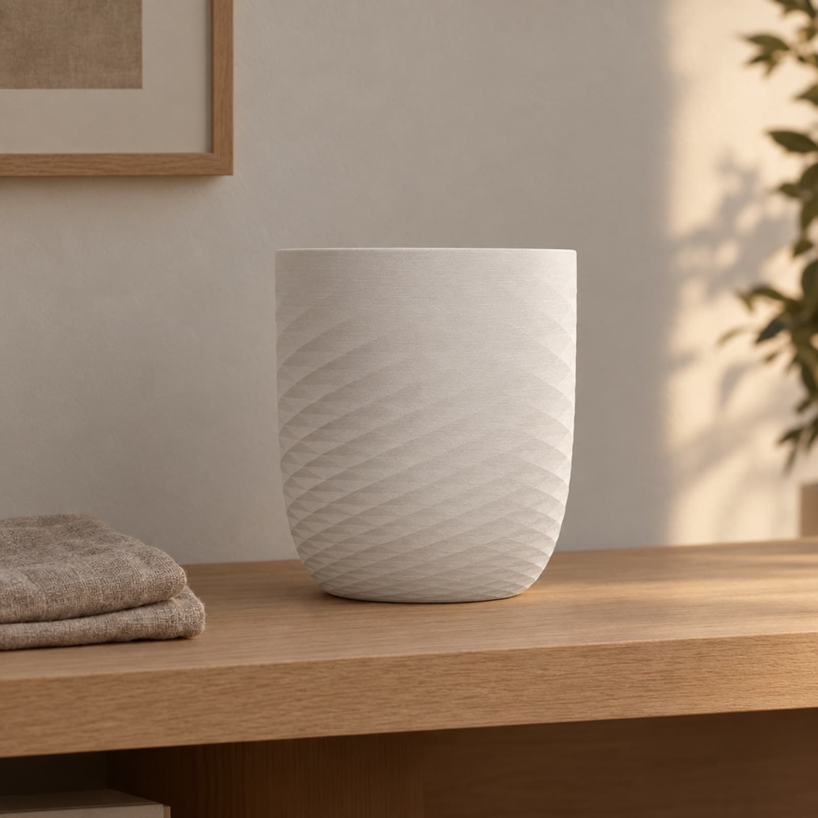 Gerbo – Übertopf mit auslaufendem Rautenrelief aus dem 3D-Druck 2