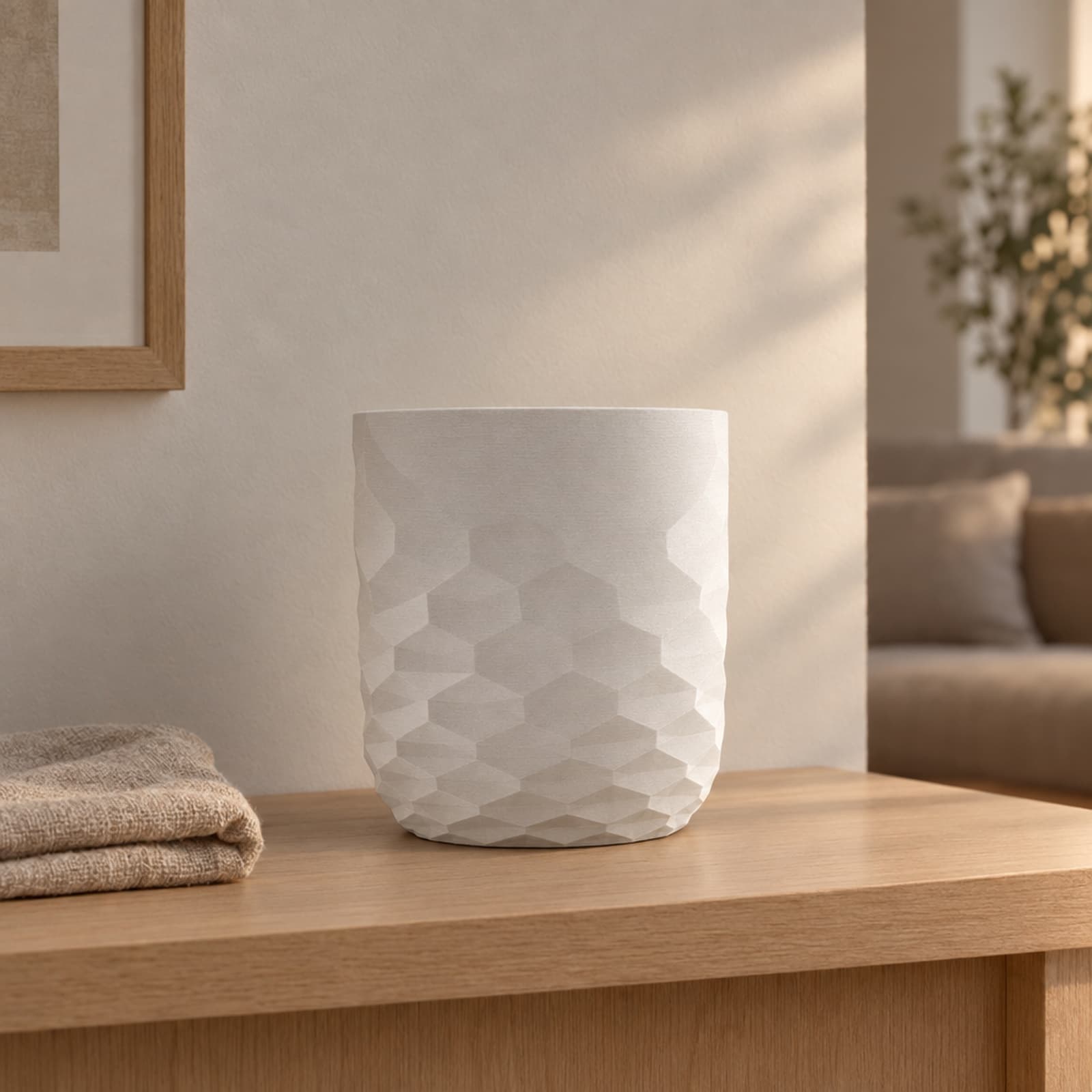 Semina – Übertopf mit auslaufendem Wabenmuster aus dem 3D-Druck 2