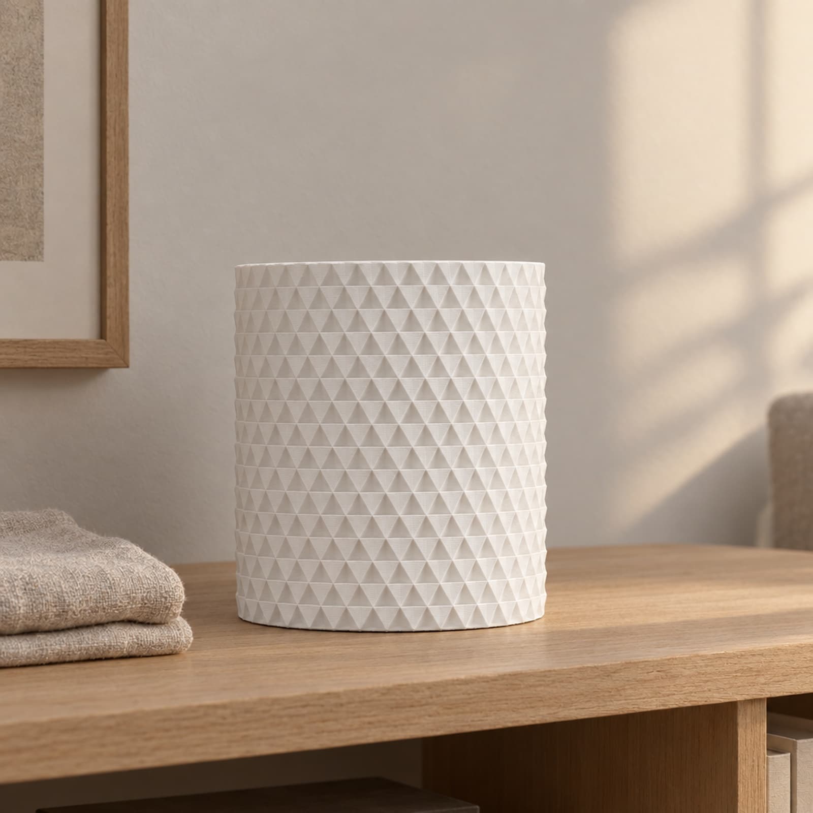 Talea – Übertopf mit erhabenem Rautenmuster aus dem 3D-Druck 2