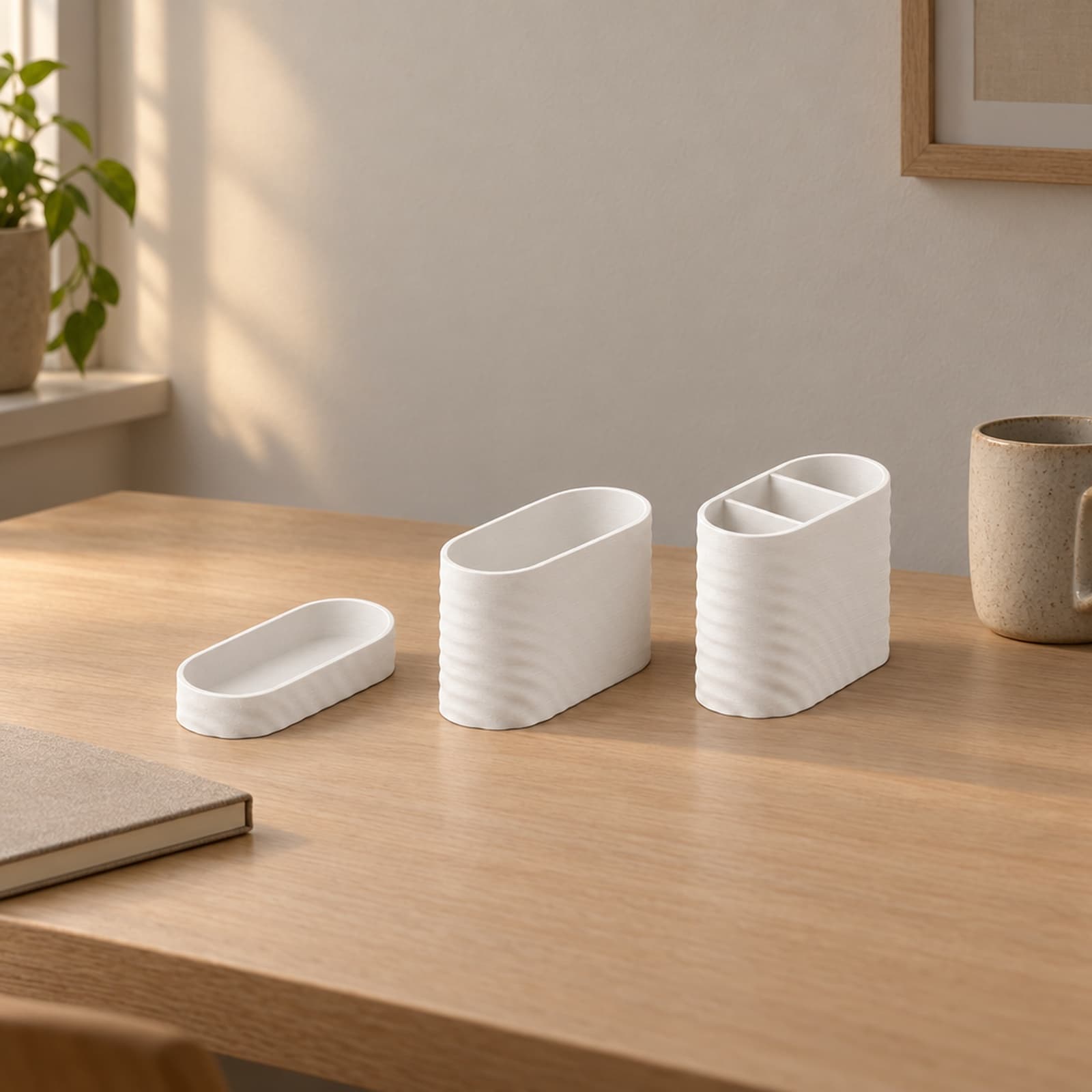 Flutto – Set aus drei Ablagen mit Wellenwand aus dem 3D-Druck 2