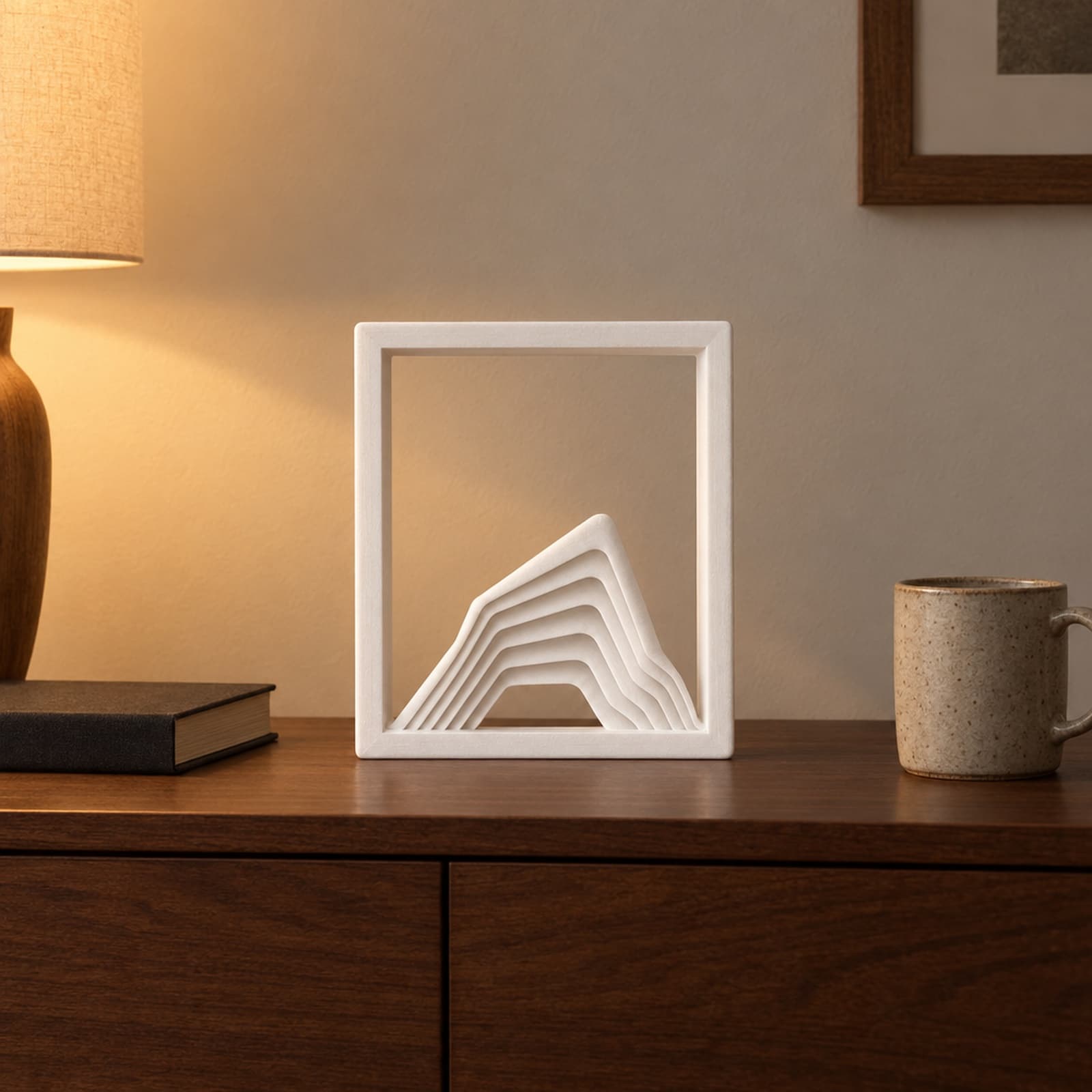 Monte – Rahmenleuchte mit geschichteter Bergsilhouette aus dem 3D-Druck 2