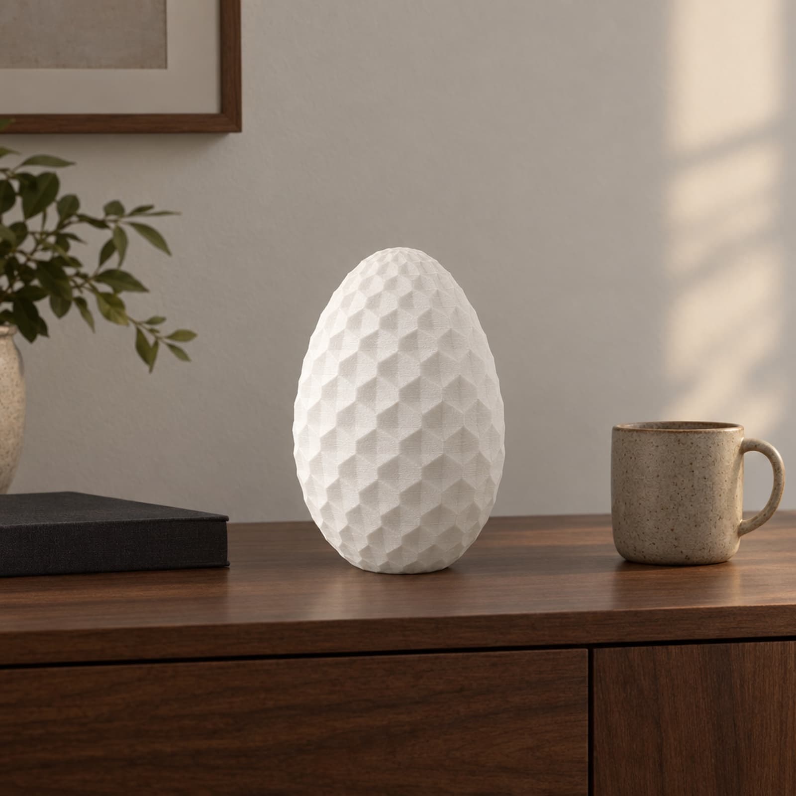 Uovo – dekoratives Ei mit Rautenrelief aus dem 3D-Druck 2