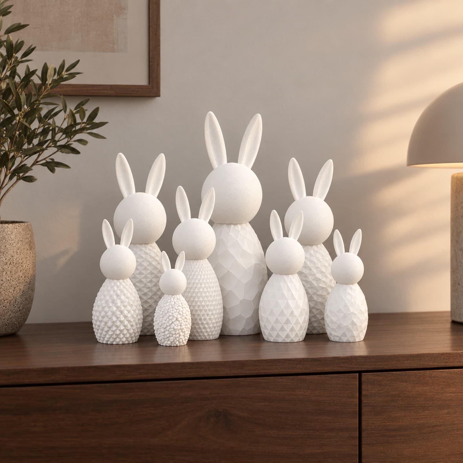 Lepre – Set aus dekorativen Hasen mit verschiedenen Mustern aus dem 3D-Druck 2
