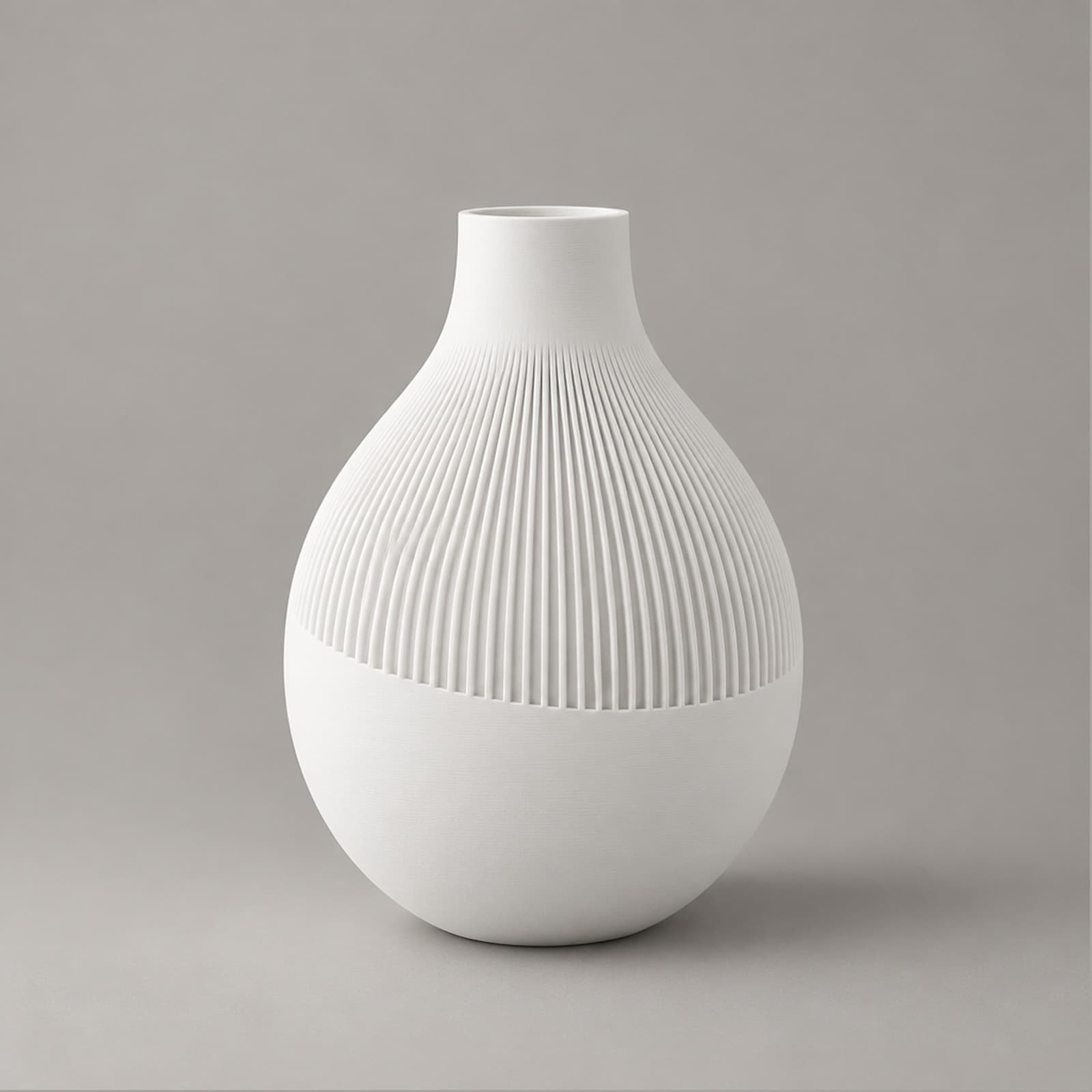 Morbida – bauchige Vase mit fein gerippter Schulter aus dem 3D-Druck