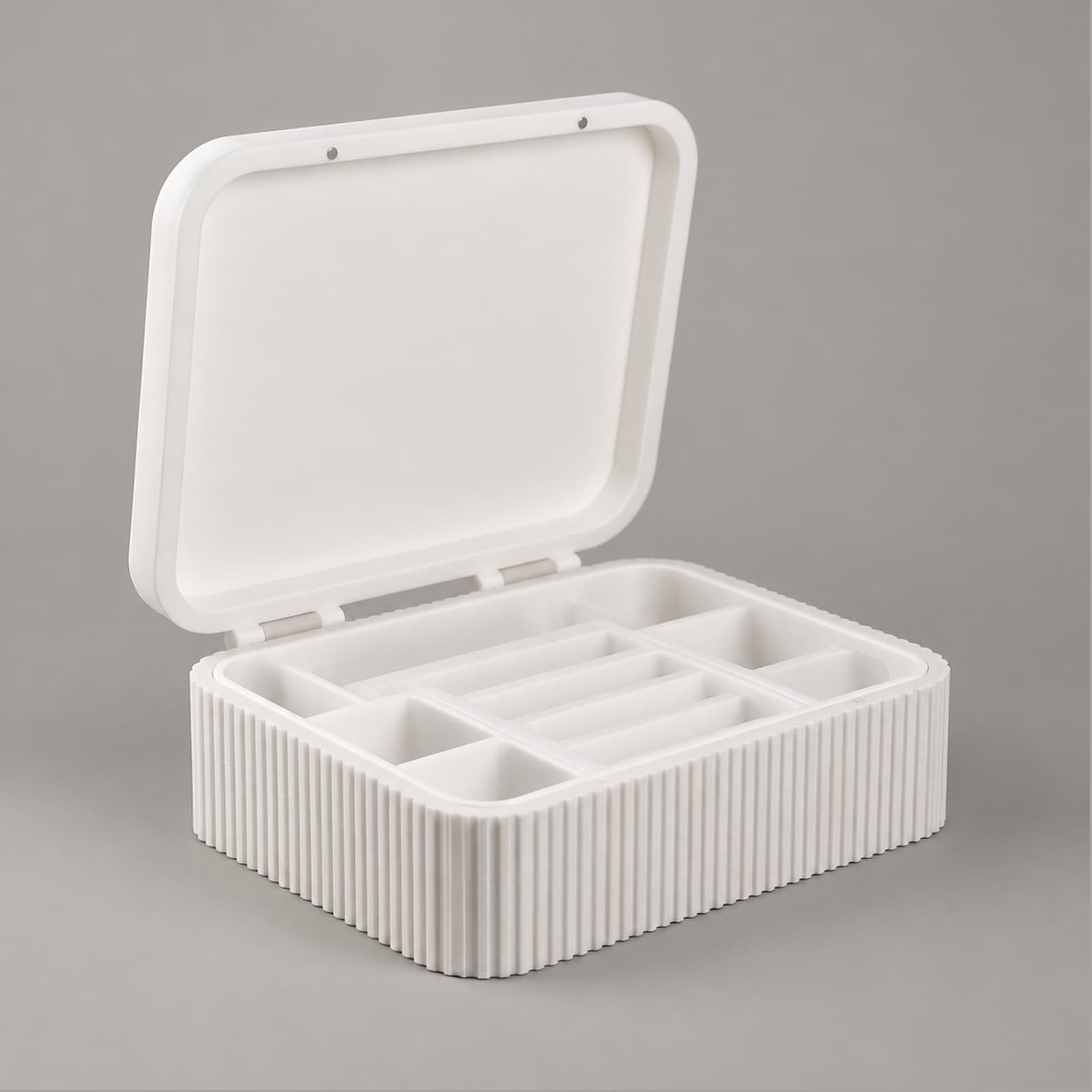 Gioia – Schmuckbox mit geripptem Korpus und Einsätzen aus dem 3D-Druck