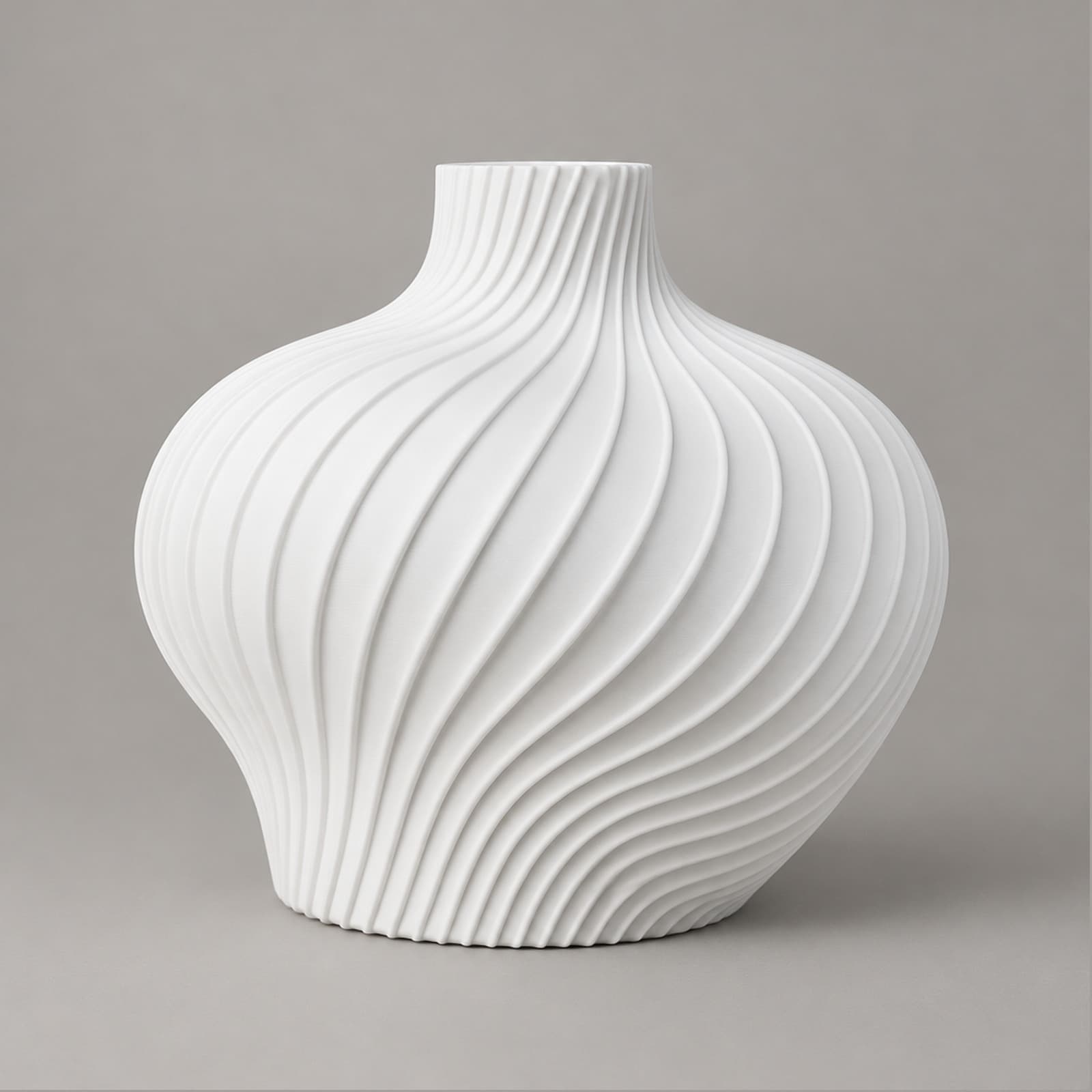 Cipolla – weit gebauchte Vase mit gedrehten Rippen aus dem 3D-Druck