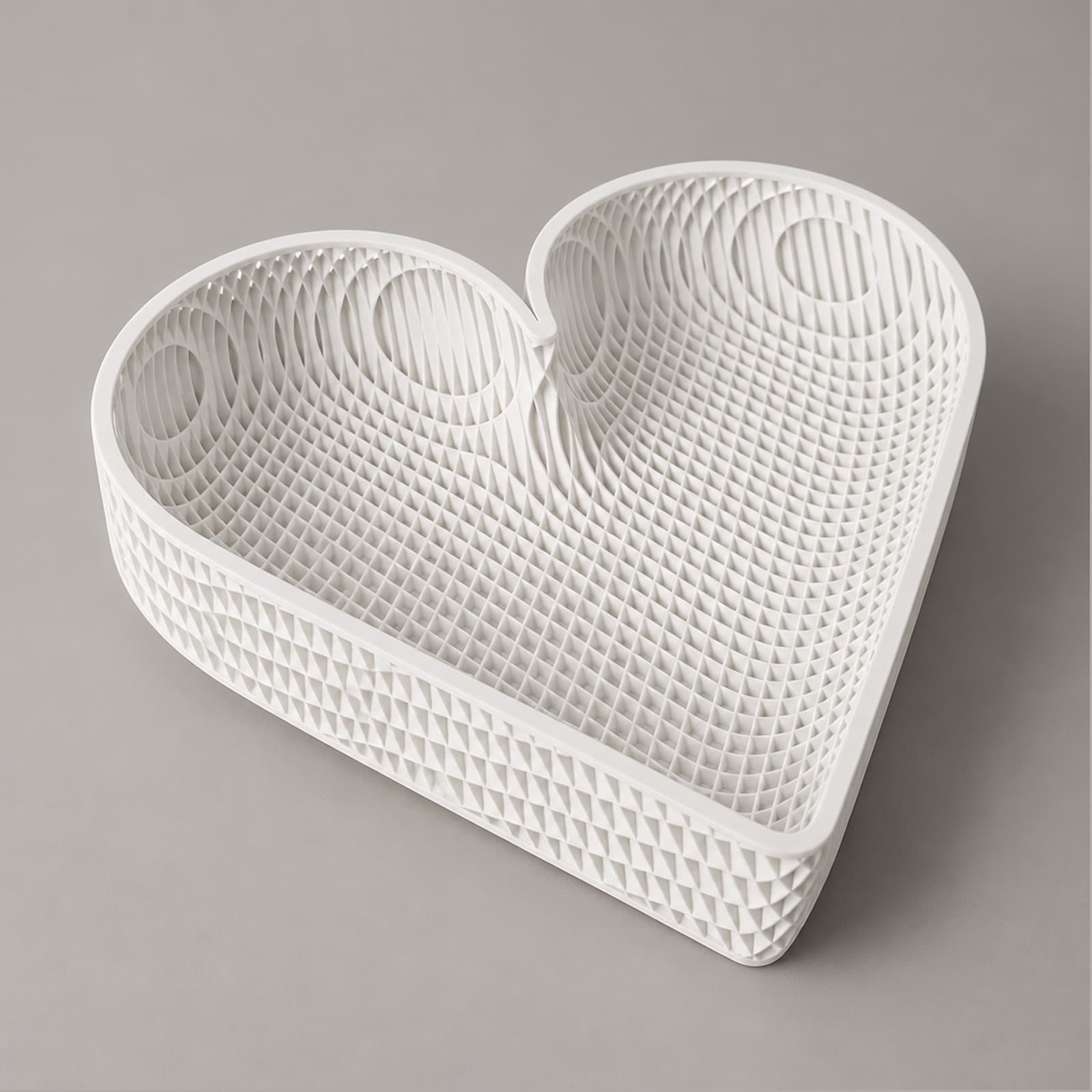 Affetto – flaches Herz-Tablett mit Gittermuster aus dem 3D-Druck