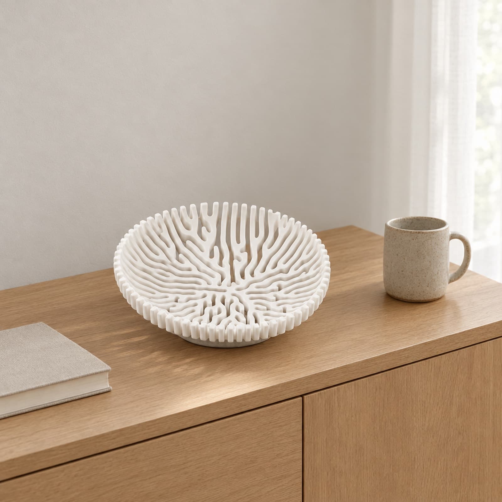 Corallo – flache Schale mit korallenartig verzweigtem Durchbruchmuster aus dem 3D-Druck 2