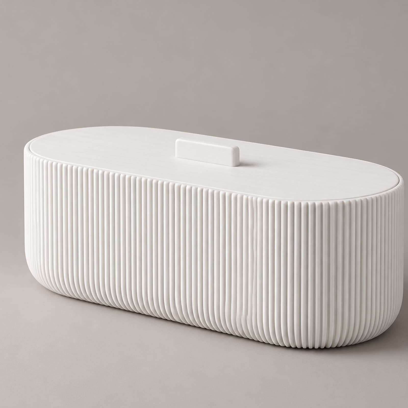Scatola – ovale Aufbewahrungsbox mit gerippter Wand und Deckel aus dem 3D-Druck