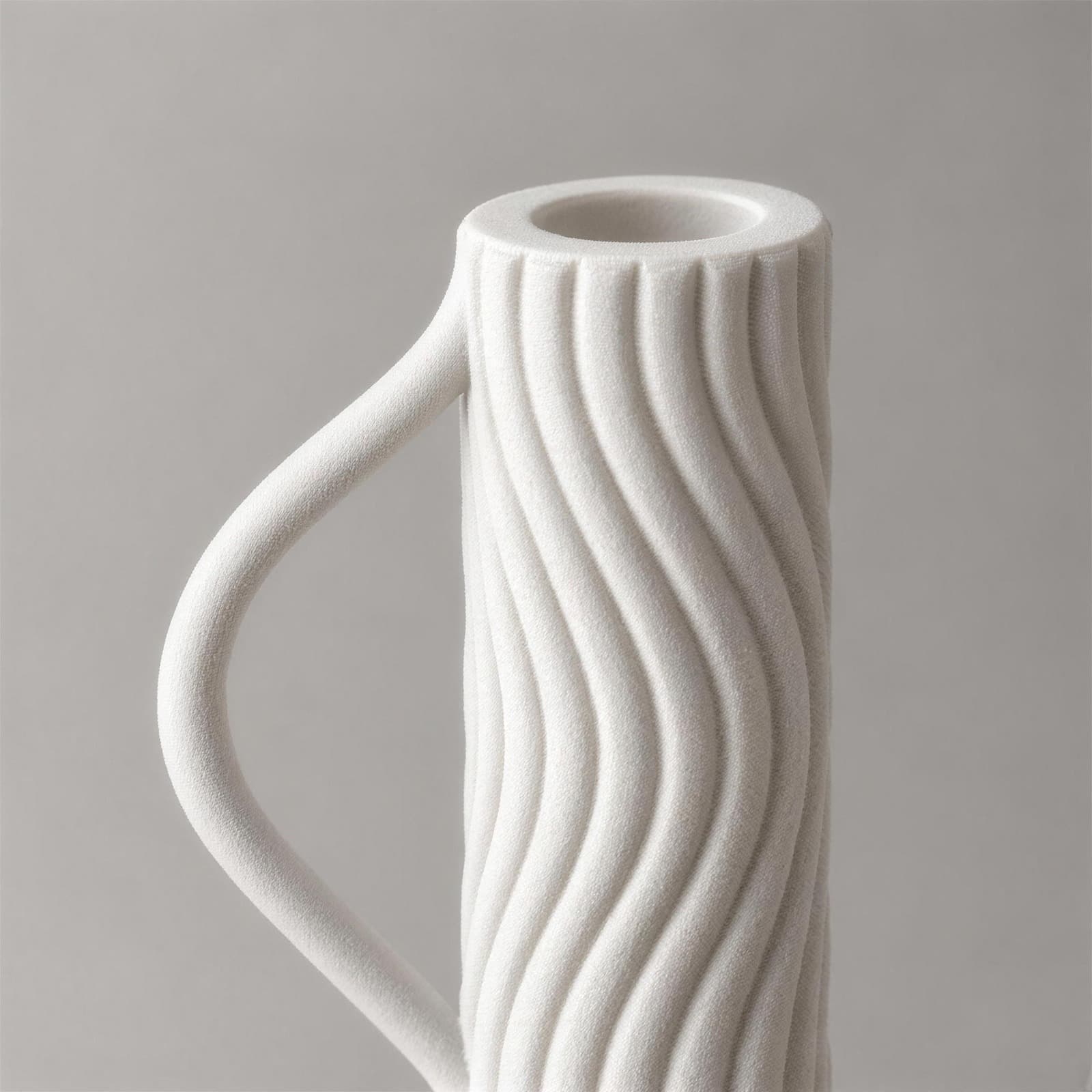 Flusso – zweiteiliges Kerzenhalter-Set mit gewellter Säule aus dem 3D-Druck 3