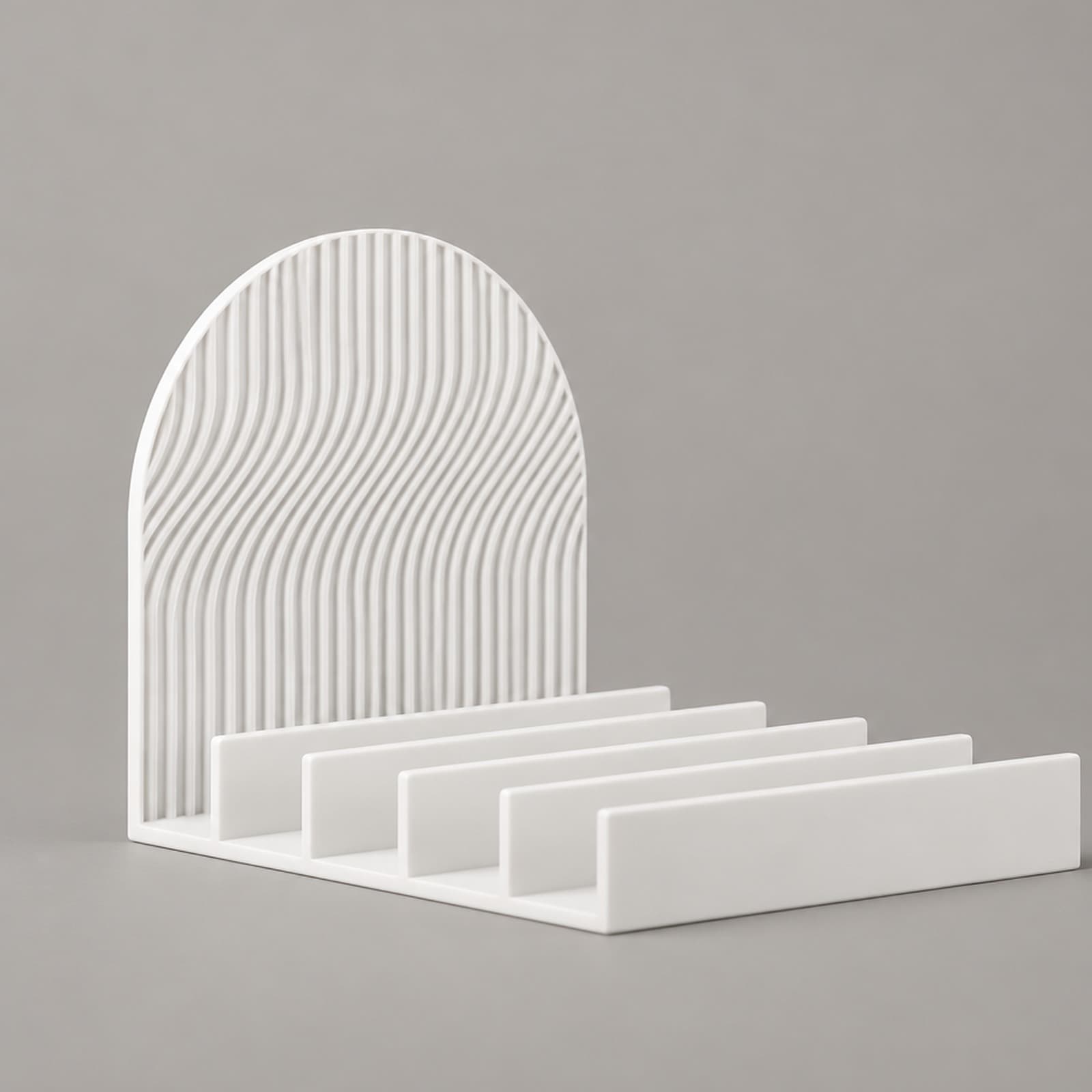 Arcata – Ablage mit fünf Fächern und Rundbogen-Rückwand aus dem 3D-Druck