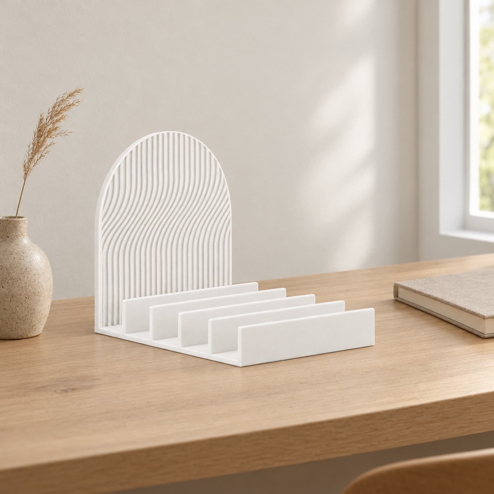 Arcata – Ablage mit fünf Fächern und Rundbogen-Rückwand aus dem 3D-Druck 2