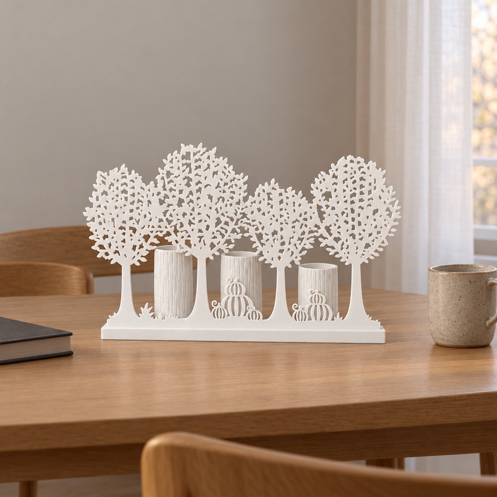Autunno – Herbst-Windlicht mit Baumsilhouetten und Kürbissen aus dem 3D-Druck 2
