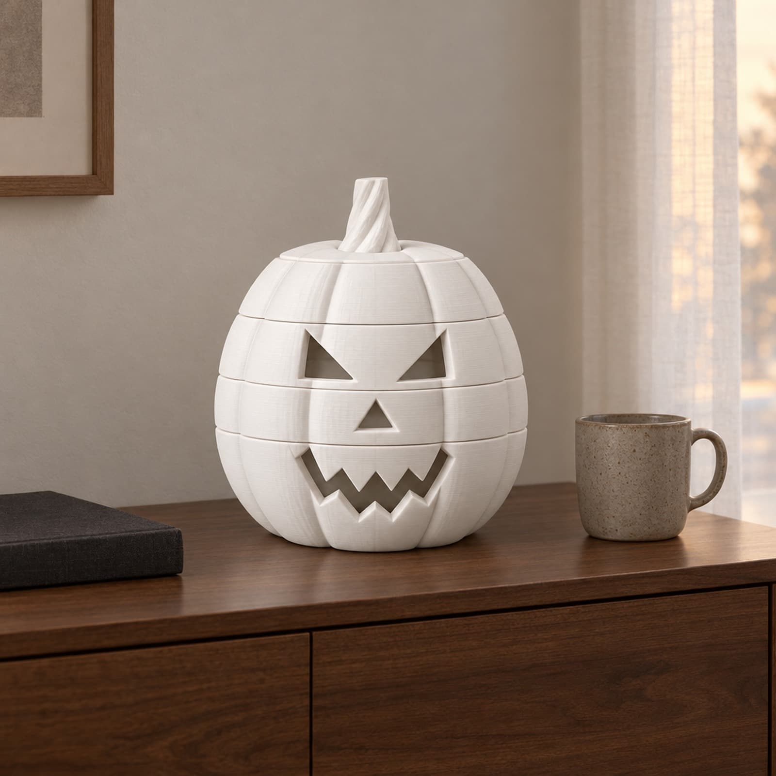 Smorfia – Kürbis-Teelichthalter mit drehbaren Gesichtsteilen für Halloween aus dem 3D-Druck 2
