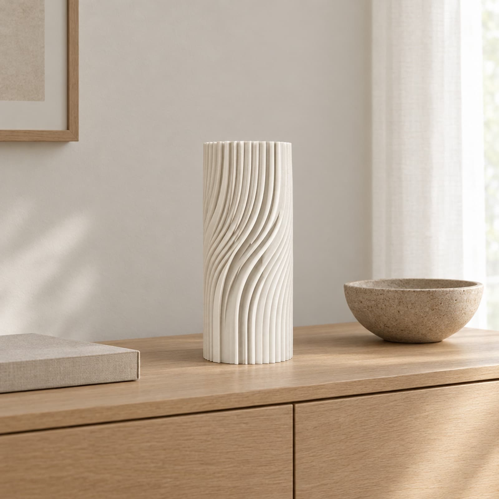 Treccia – zylindrische Vase mit gedrehten S-Kurven aus dem 3D-Druck 2