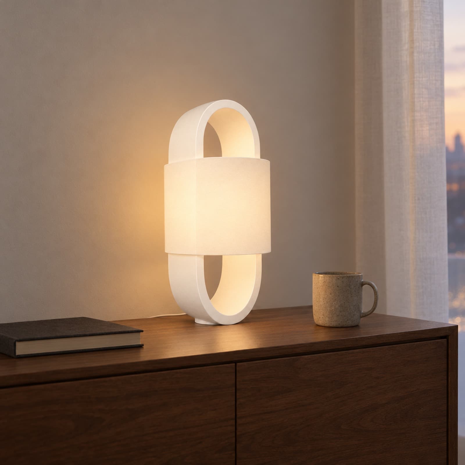 Fascia – USB-Tischlampe mit ovalem Standbügel und Schirmband aus dem 3D-Druck 2