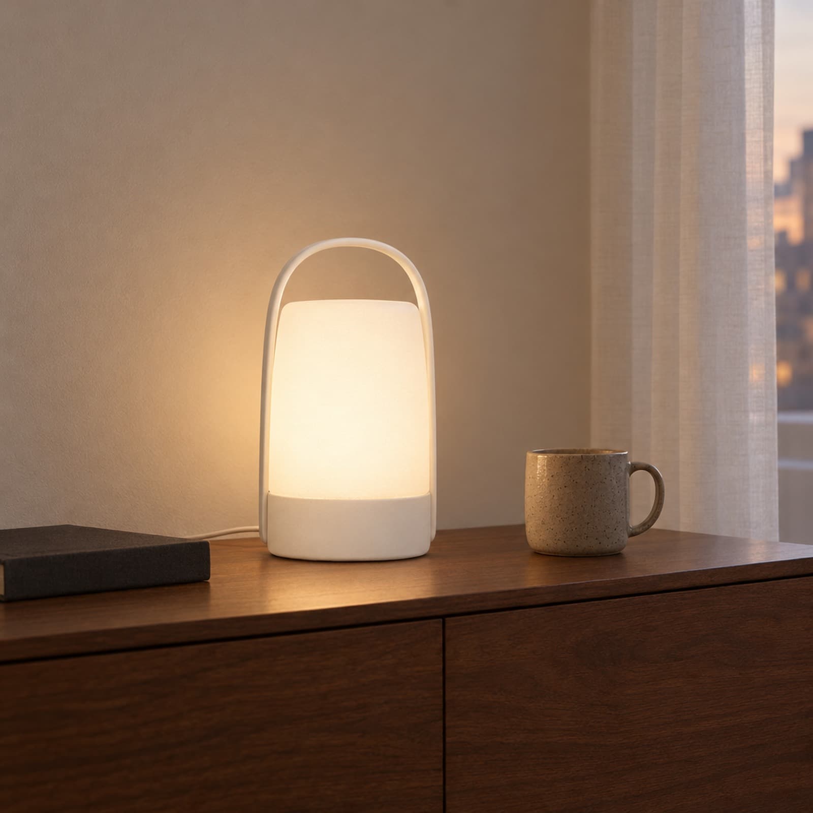 Lanterna – USB-Tischlampe mit Tragegriff und zylindrischem Schirm aus dem 3D-Druck 2