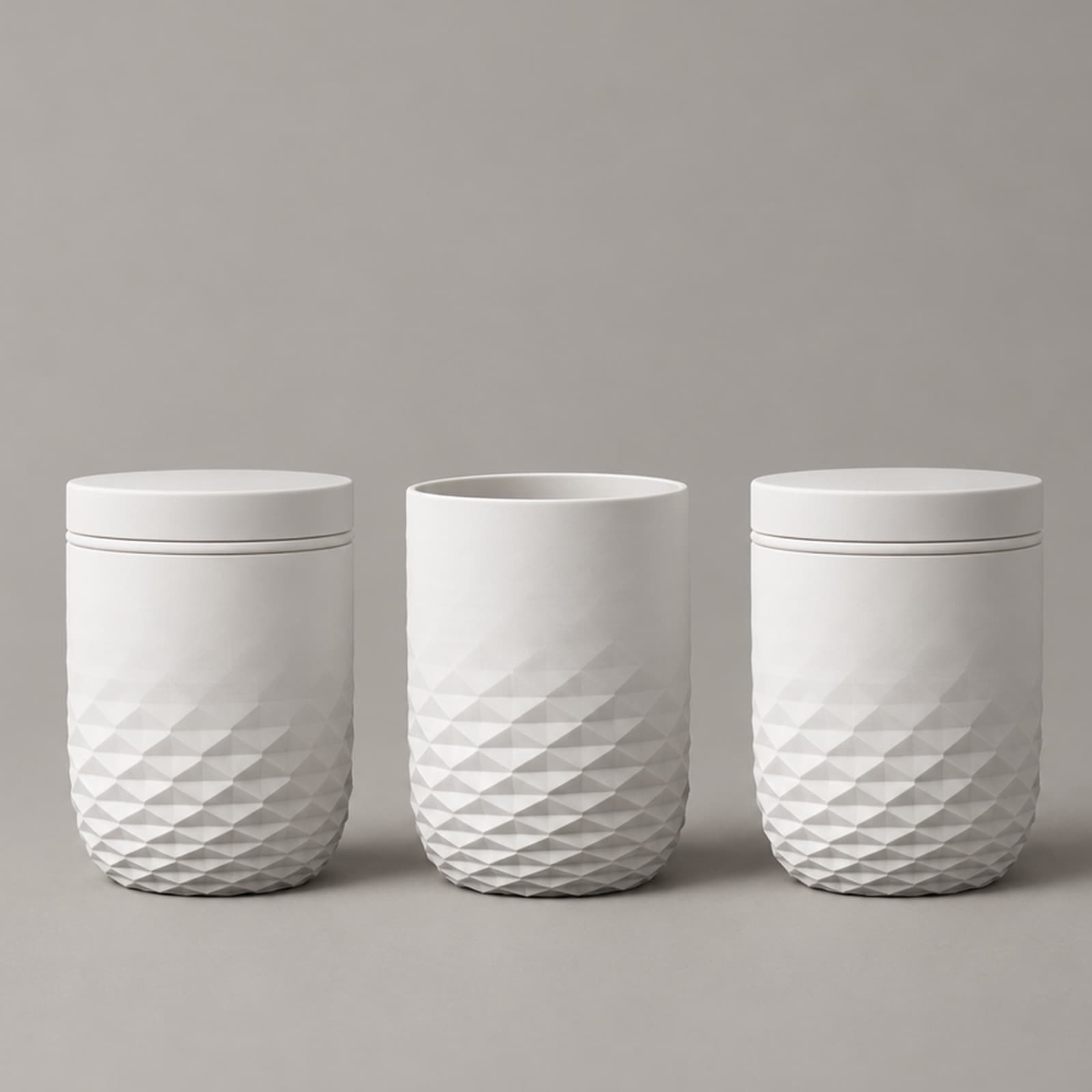 Sfumata – Dosen-Set mit auslaufendem Facettenmuster aus dem 3D-Druck