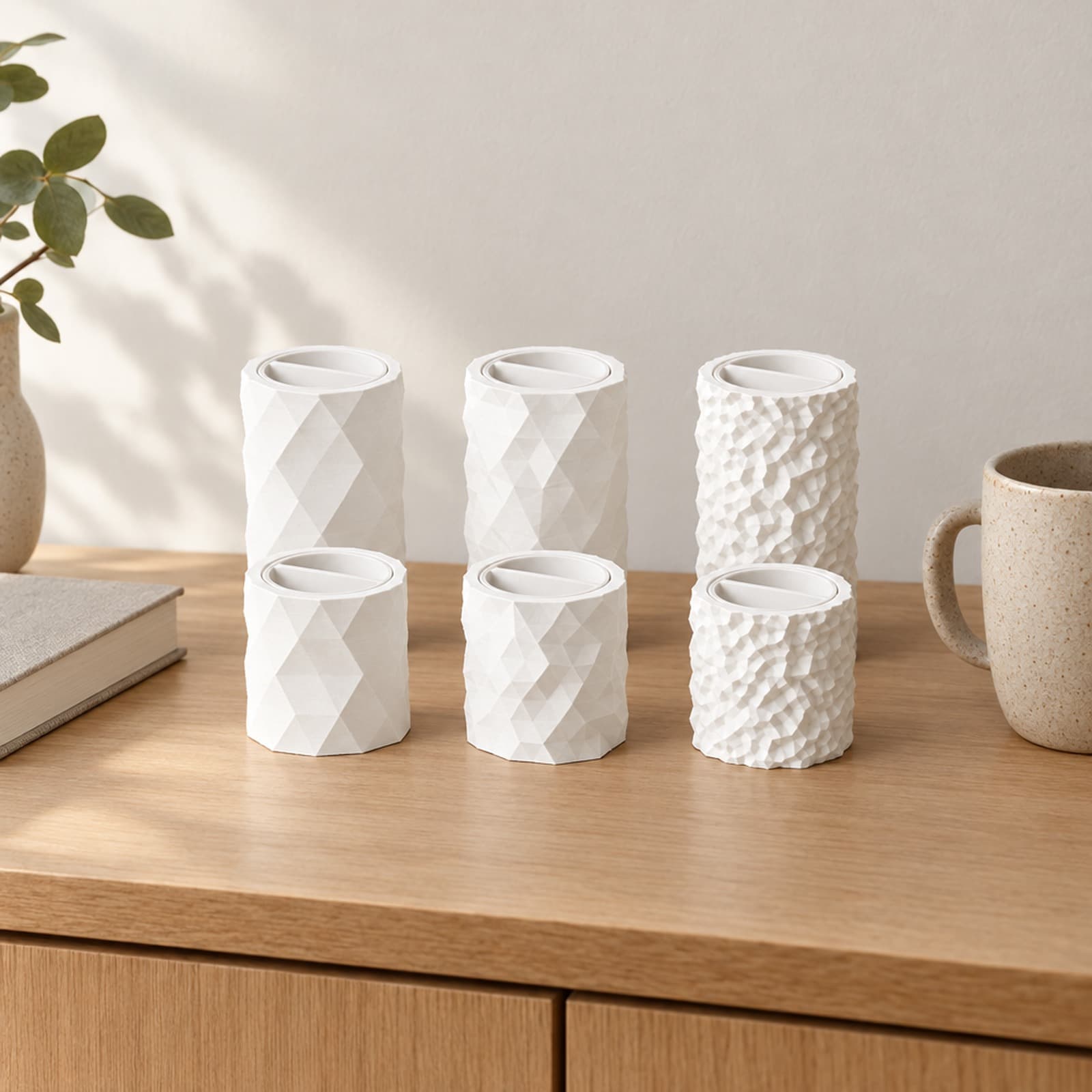 Faccetta – Dosen-Set aus sechs Dosen mit verschobenem Dreiecksmuster aus dem 3D-Druck 2