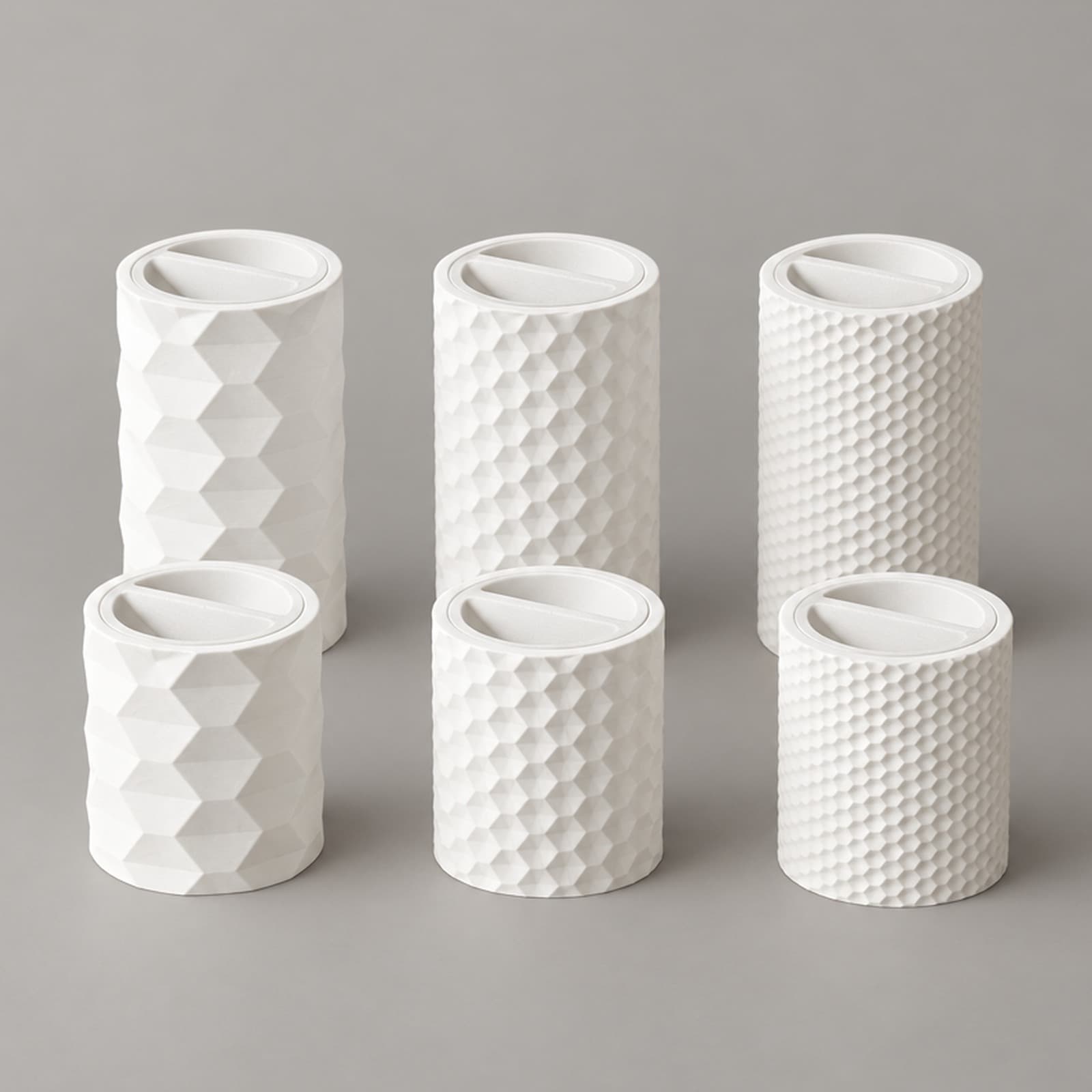 Esagono – Dosen-Set aus sechs Dosen mit Sechseckmuster aus dem 3D-Druck