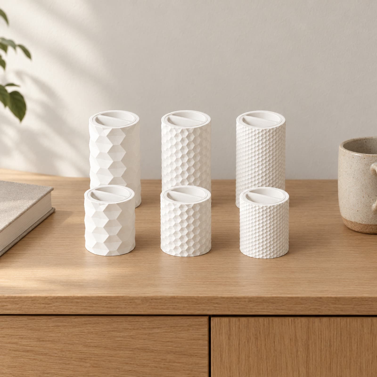 Esagono – Dosen-Set aus sechs Dosen mit Sechseckmuster aus dem 3D-Druck 2