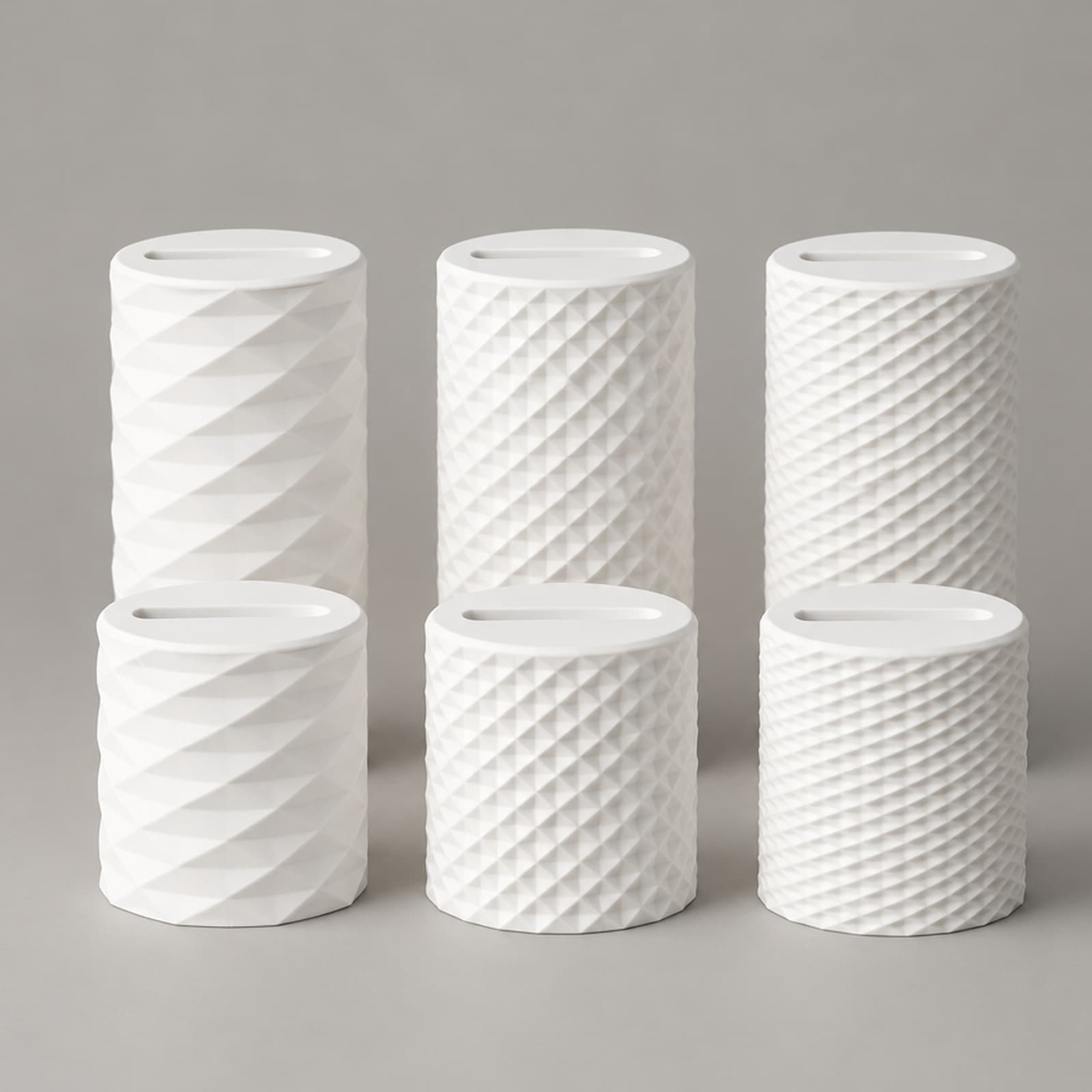 Barattolo – Dosen-Set aus sechs Dosen mit Rautenrelief aus dem 3D-Druck