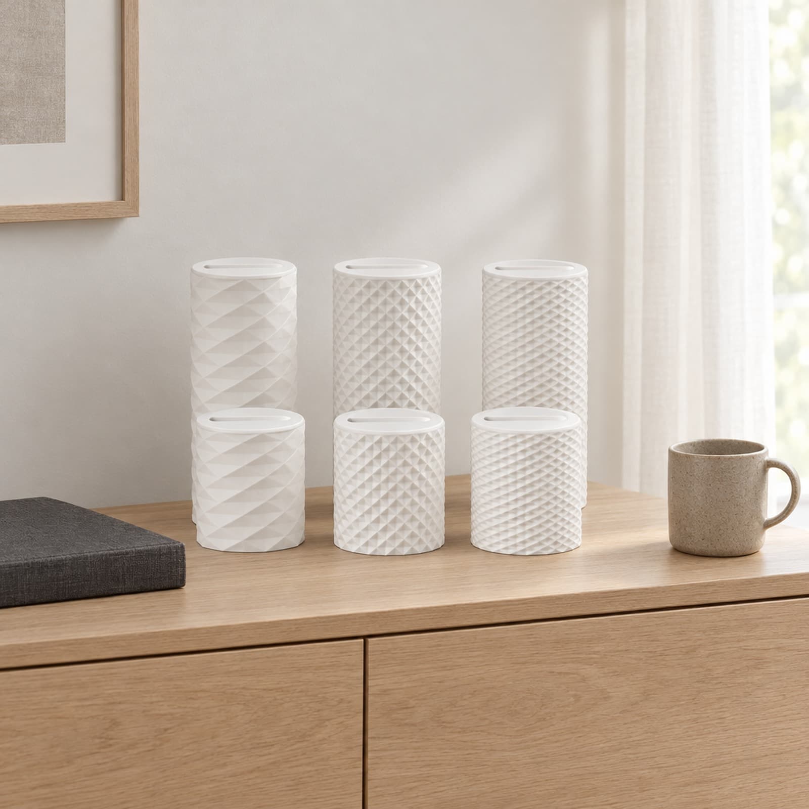 Barattolo – Dosen-Set aus sechs Dosen mit Rautenrelief aus dem 3D-Druck 2