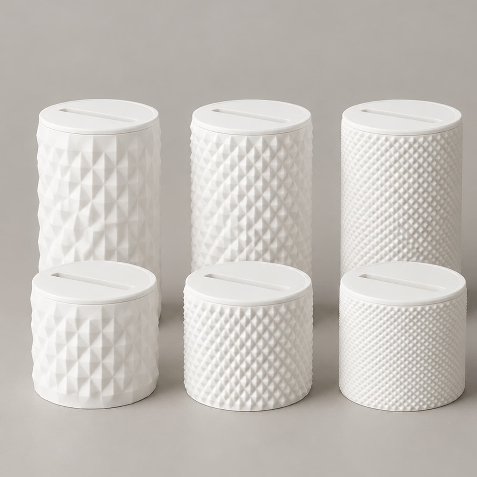 Diamante – Dosen-Set aus sechs Dosen mit Pyramidenrelief aus dem 3D-Druck