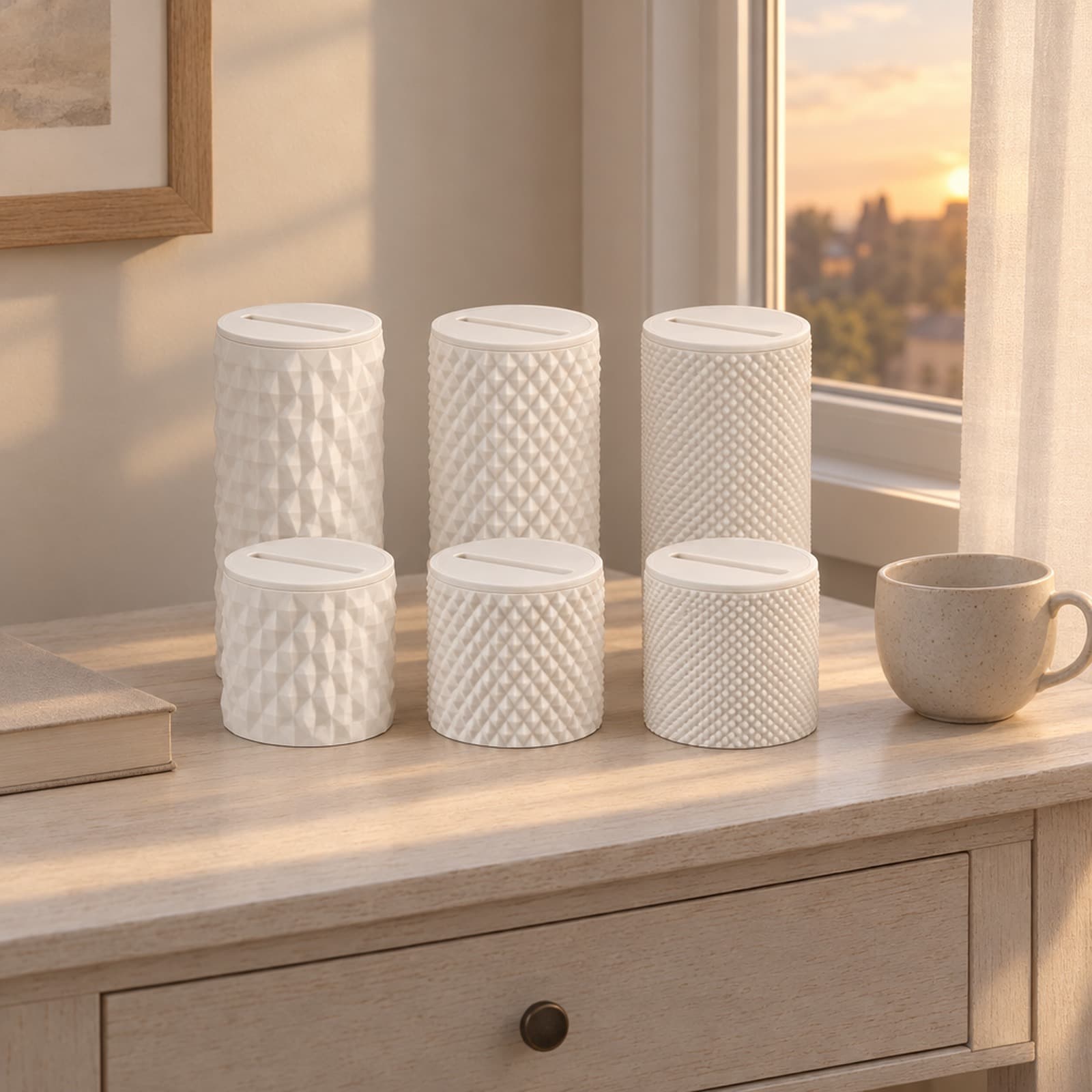Diamante – Dosen-Set aus sechs Dosen mit Pyramidenrelief aus dem 3D-Druck 2