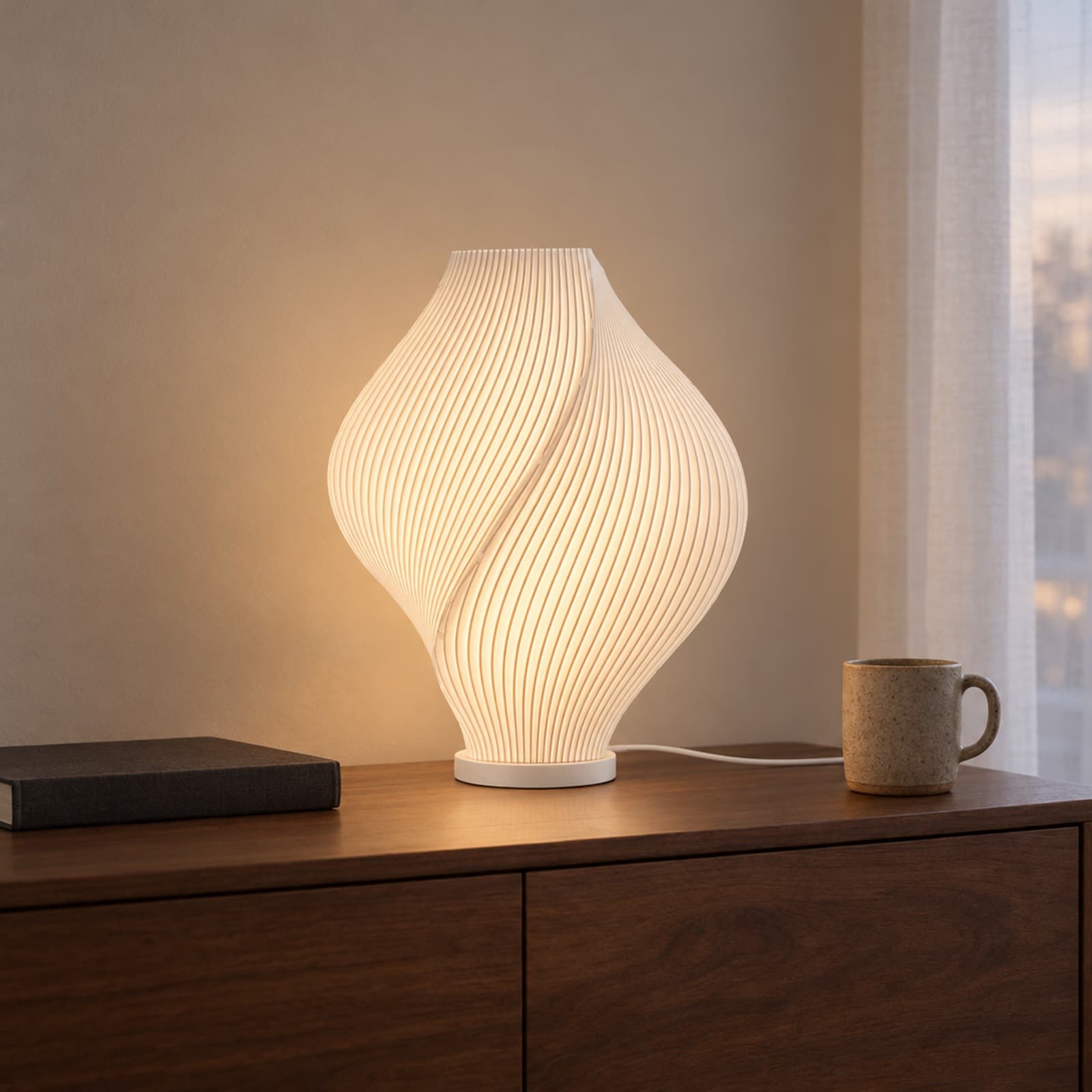 Fuso – USB-Tischlampe mit gedrehtem Zwiebelschirm aus dem 3D-Druck 2