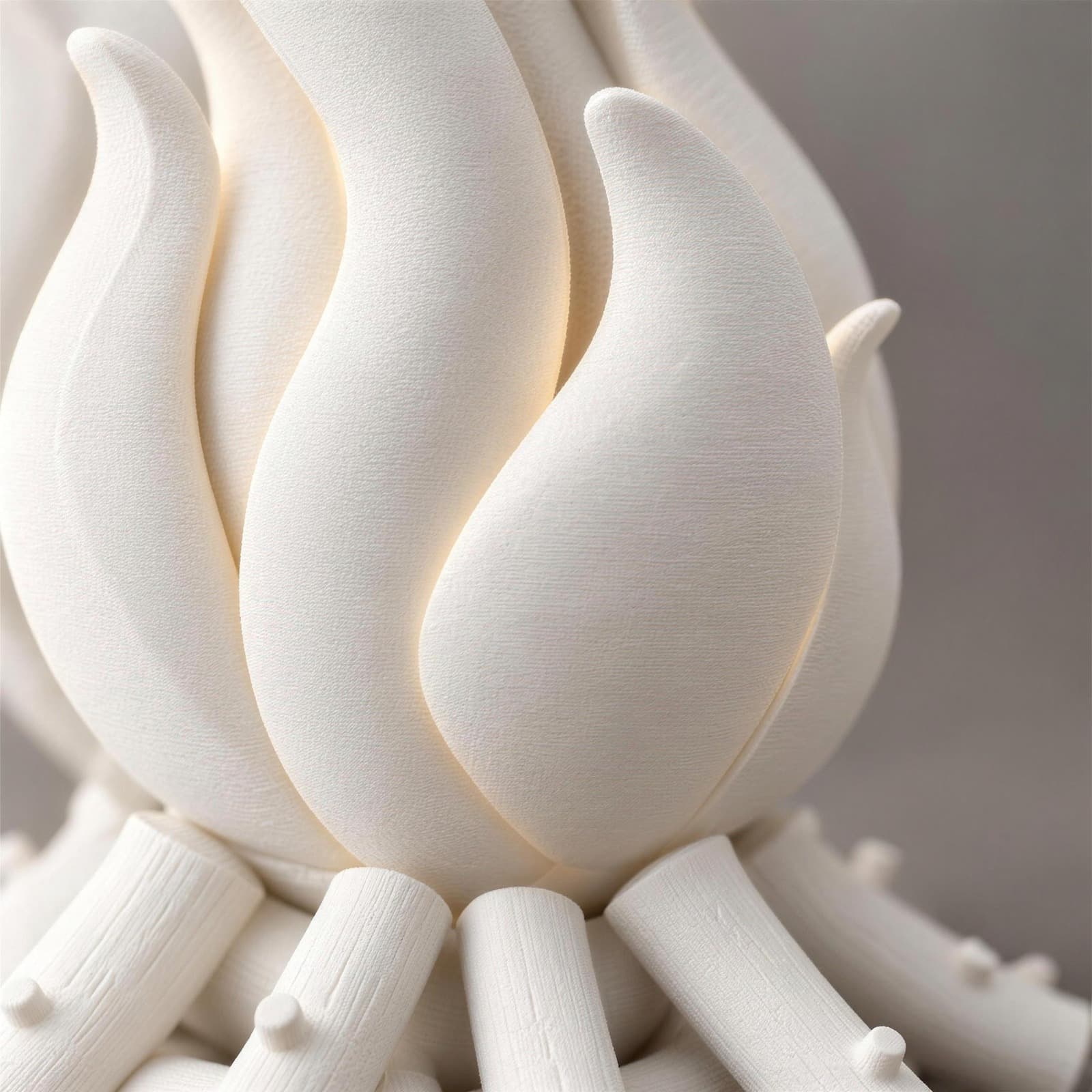 Falo – USB-Tischlampe in Flammenform auf Scheitholz-Sockel aus dem 3D-Druck 3