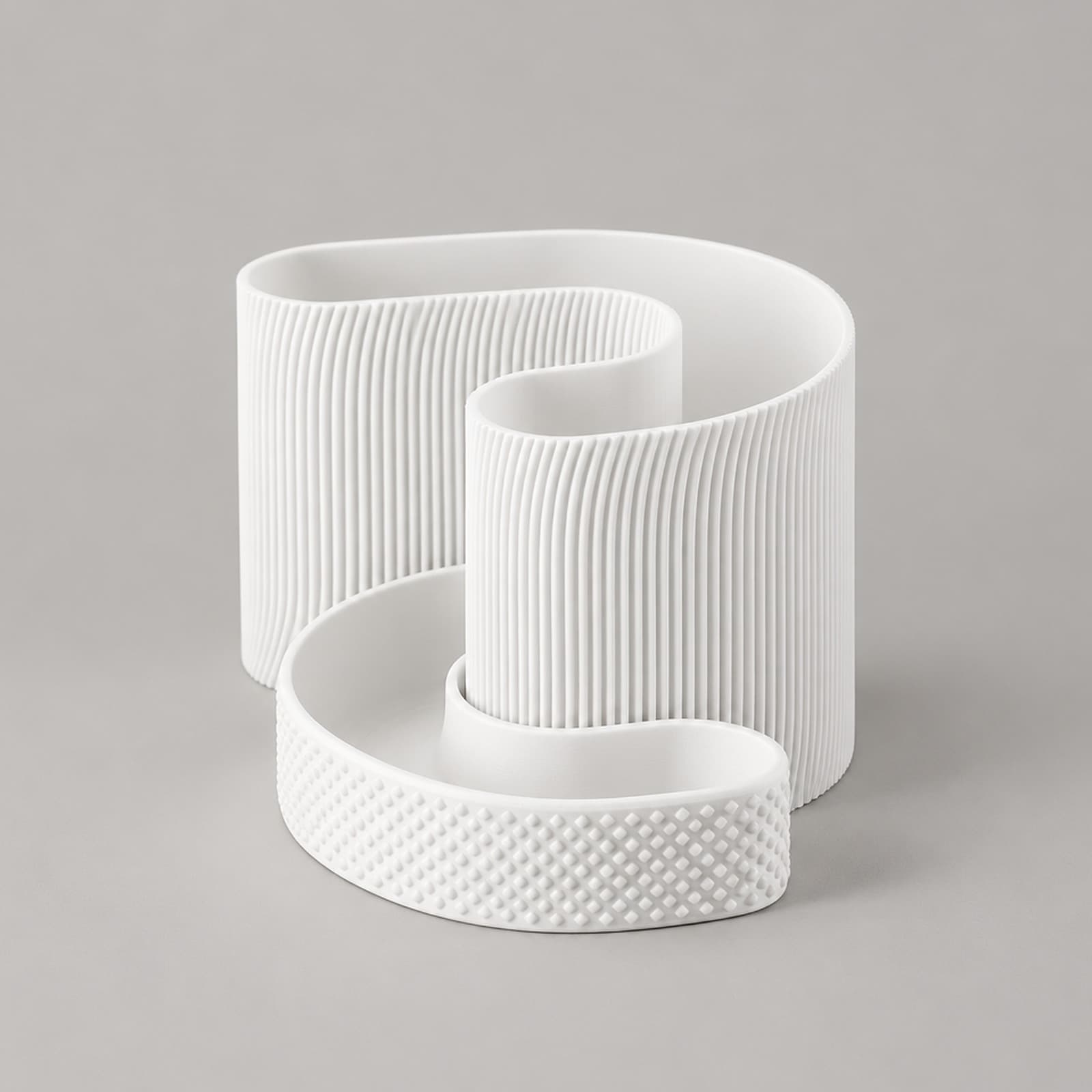 Incastro – zweiteiliger Schreibtisch-Organizer mit Rippen und Rautenrelief aus dem 3D-Druck