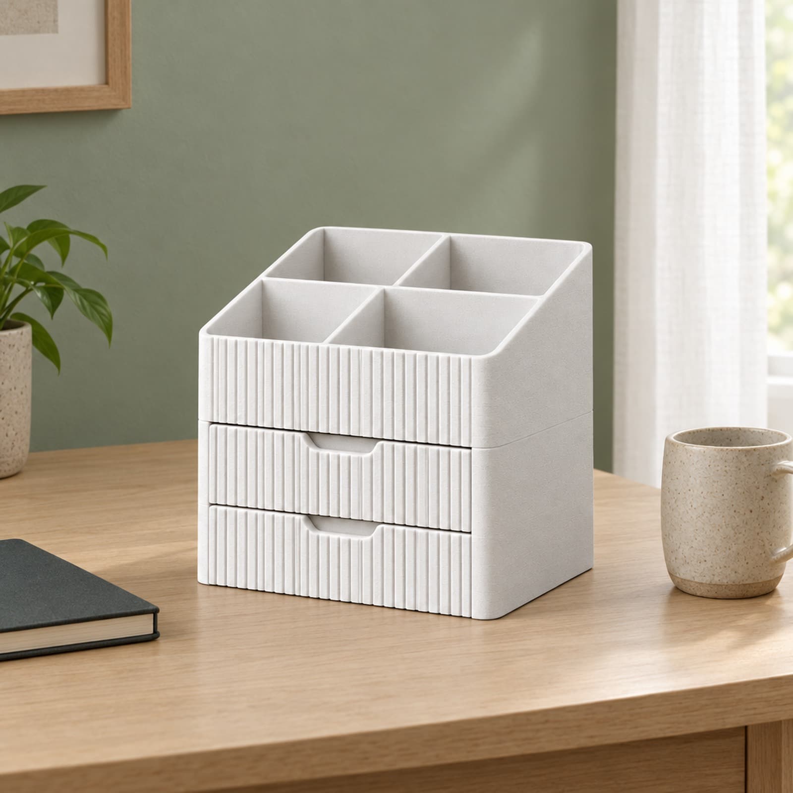 Cassettino – Schubladen-Organizer mit Fächer-Aufsatz und gerippter Front aus dem 3D-Druck 2