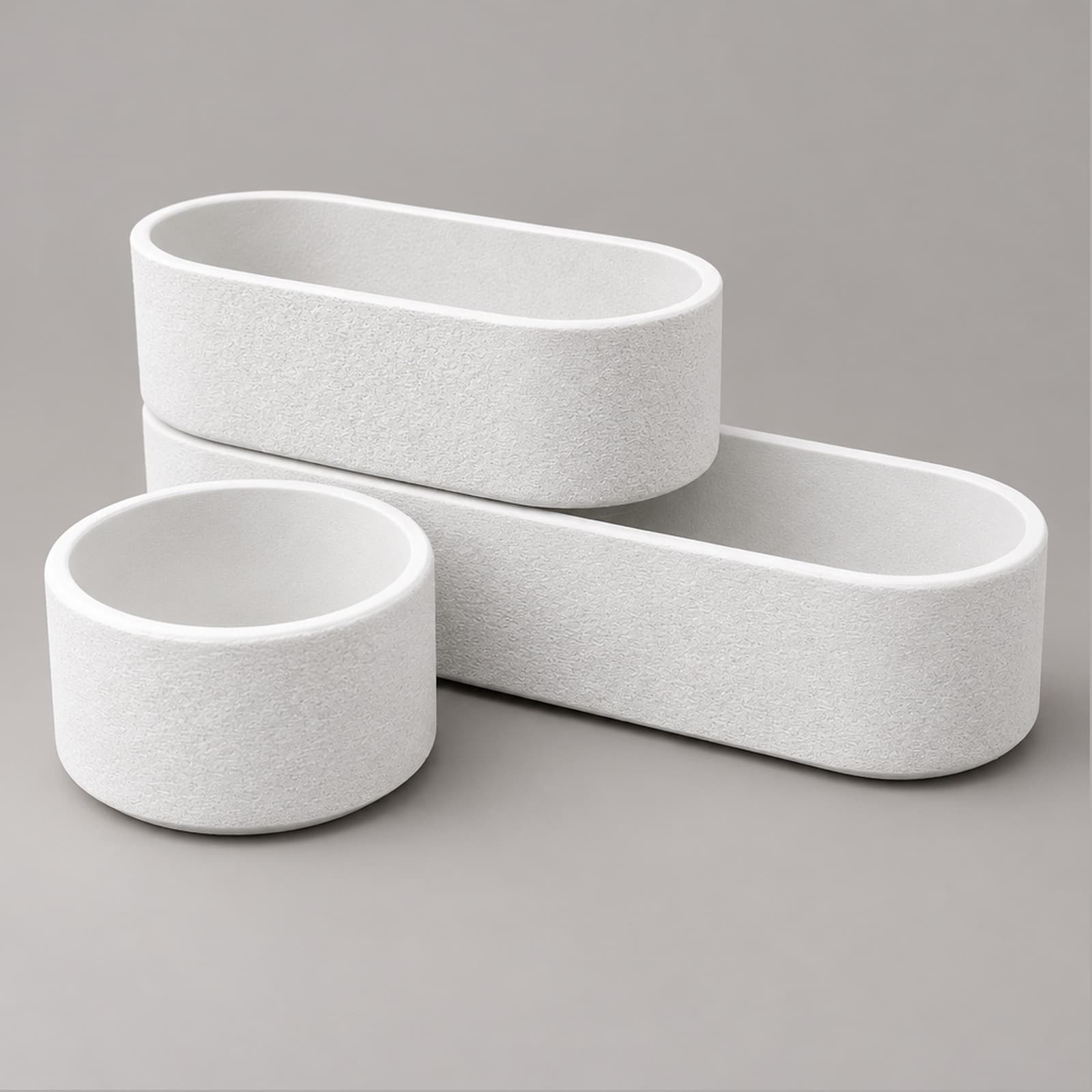 Cova – Schreibtisch-Organizer aus drei Schalen mit matter Oberfläche aus dem 3D-Druck