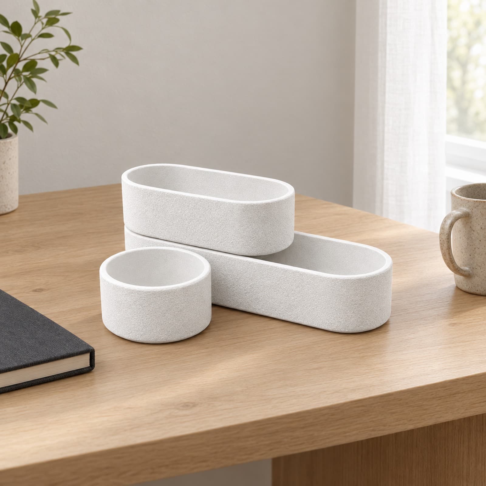 Cova – Schreibtisch-Organizer aus drei Schalen mit matter Oberfläche aus dem 3D-Druck 2