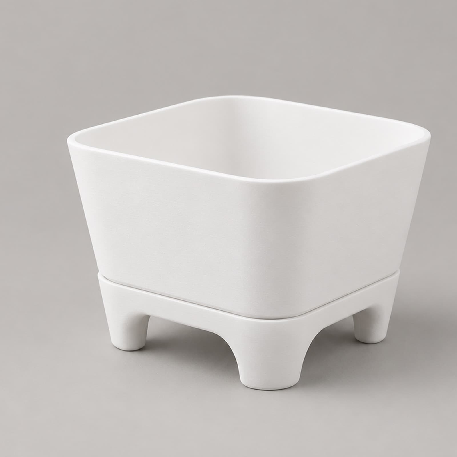 Rialzo – quadratischer Übertopf auf Gestell mit vier Füßen aus dem 3D-Druck