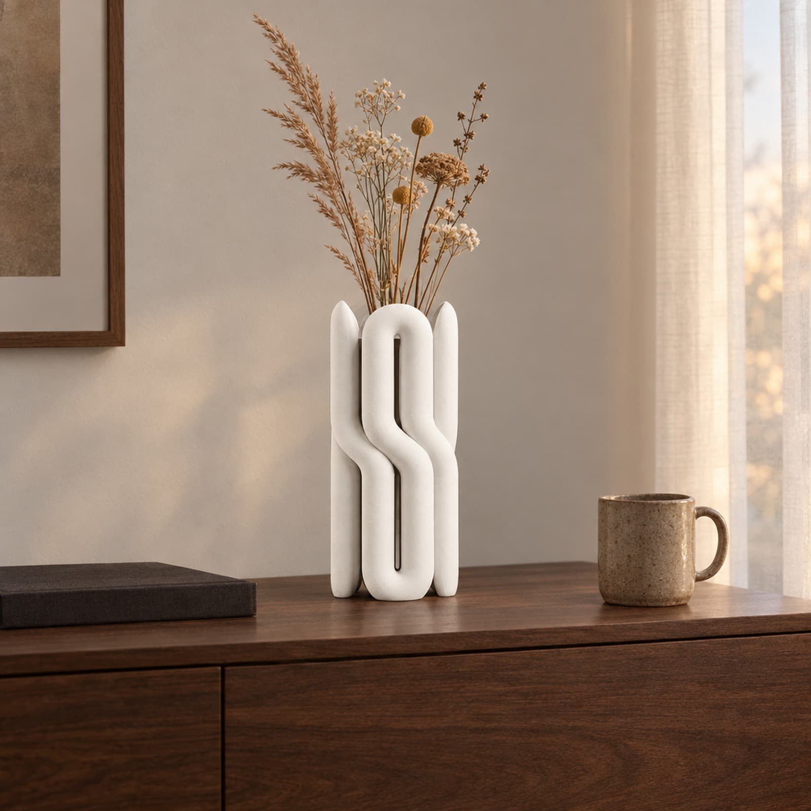 Sigla – hohe Vase mit Außenwand aus verschlungenen Rundrohren aus dem 3D-Druck 2